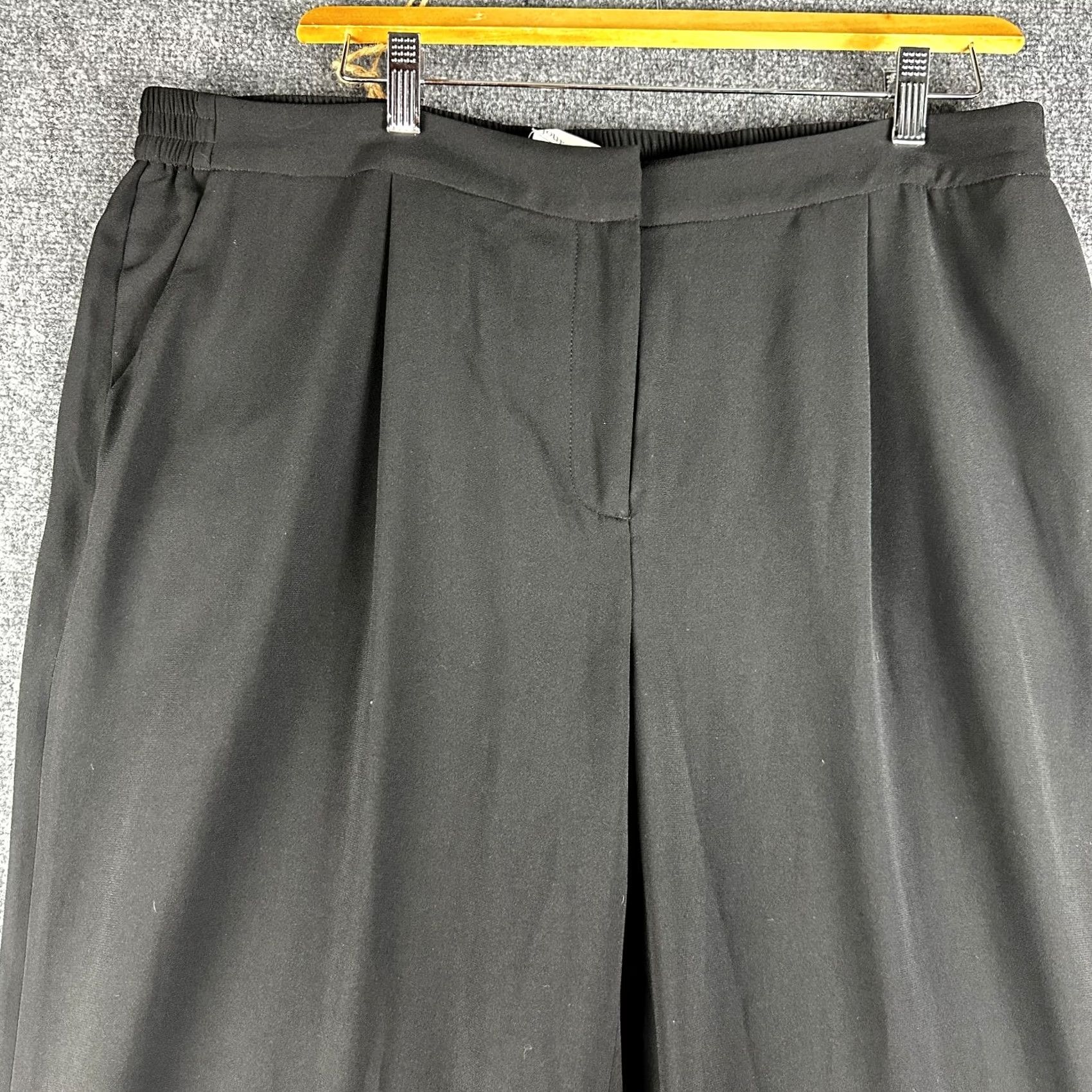 Vintage Sejour Pants Womens 18W Black Wide Leg Pockets Zip Fly Elastic Back Waist NEW Size 40" / US 18 - 2 Thumbnail