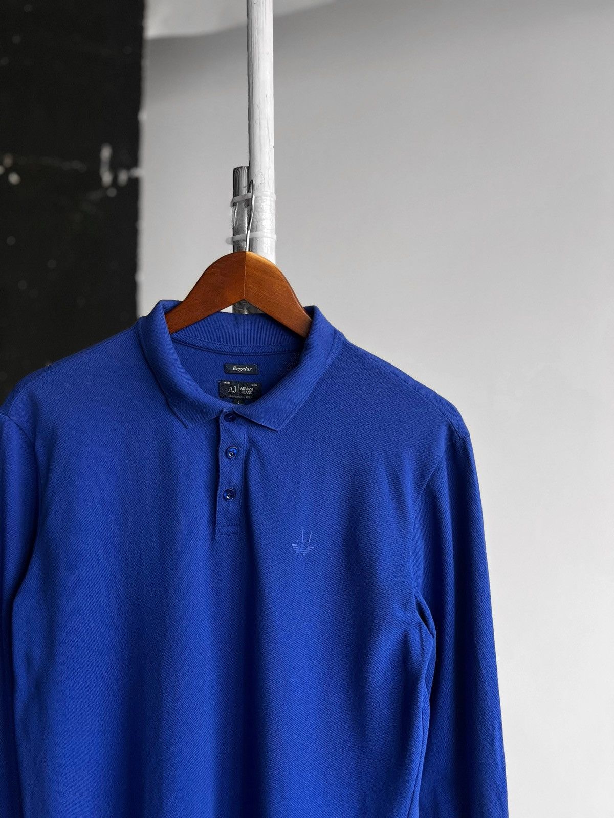 Armani × Emporio Armani Armani Jeans Mens Blue Long Sleeve Polo Shirt Regular Fit Size US M / EU 48-50 / 2 - 2 Thumbnail