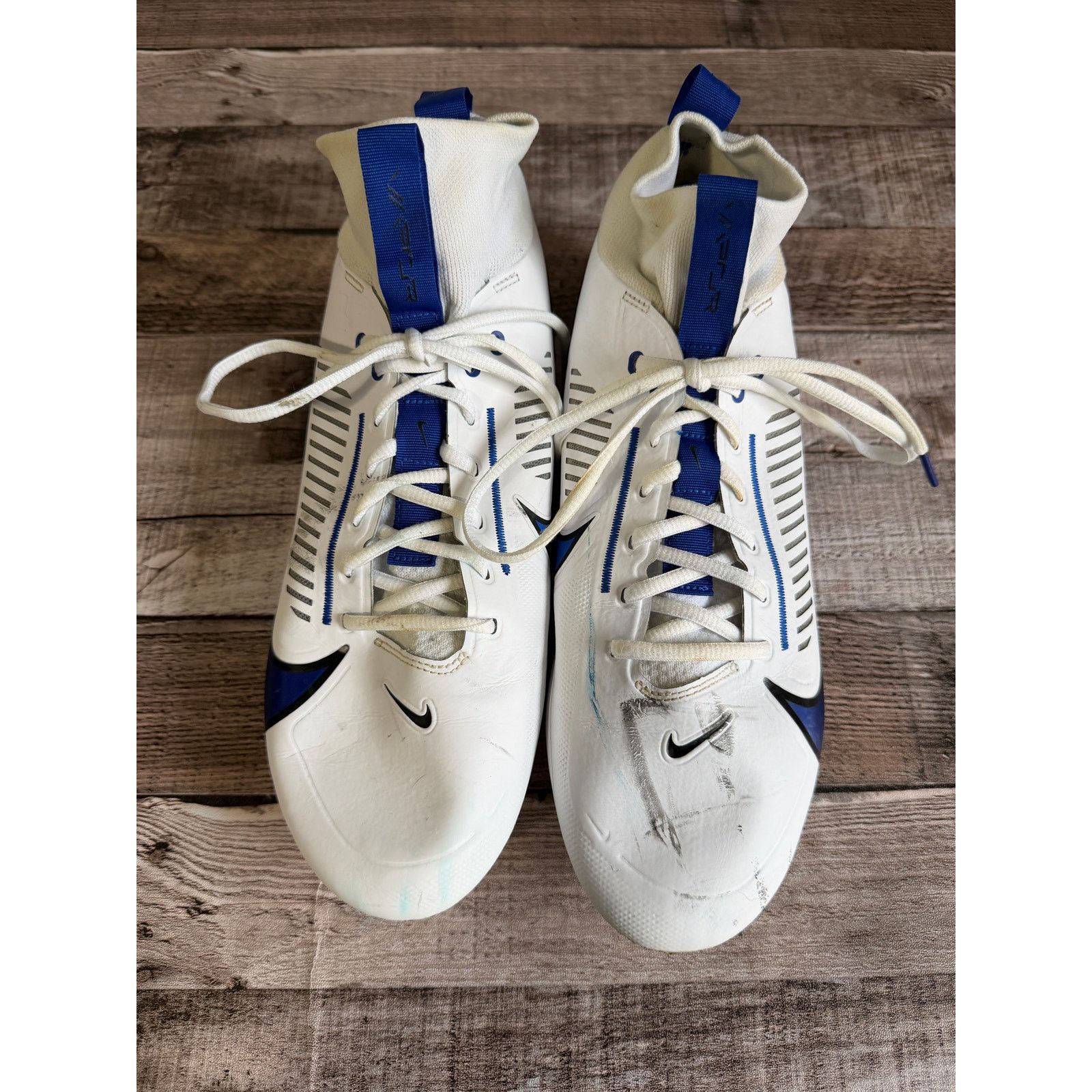 Nike Nike Blue and White Football Cleats Size 12.5 Size US 12.5 / EU 45-46 - 2 Thumbnail