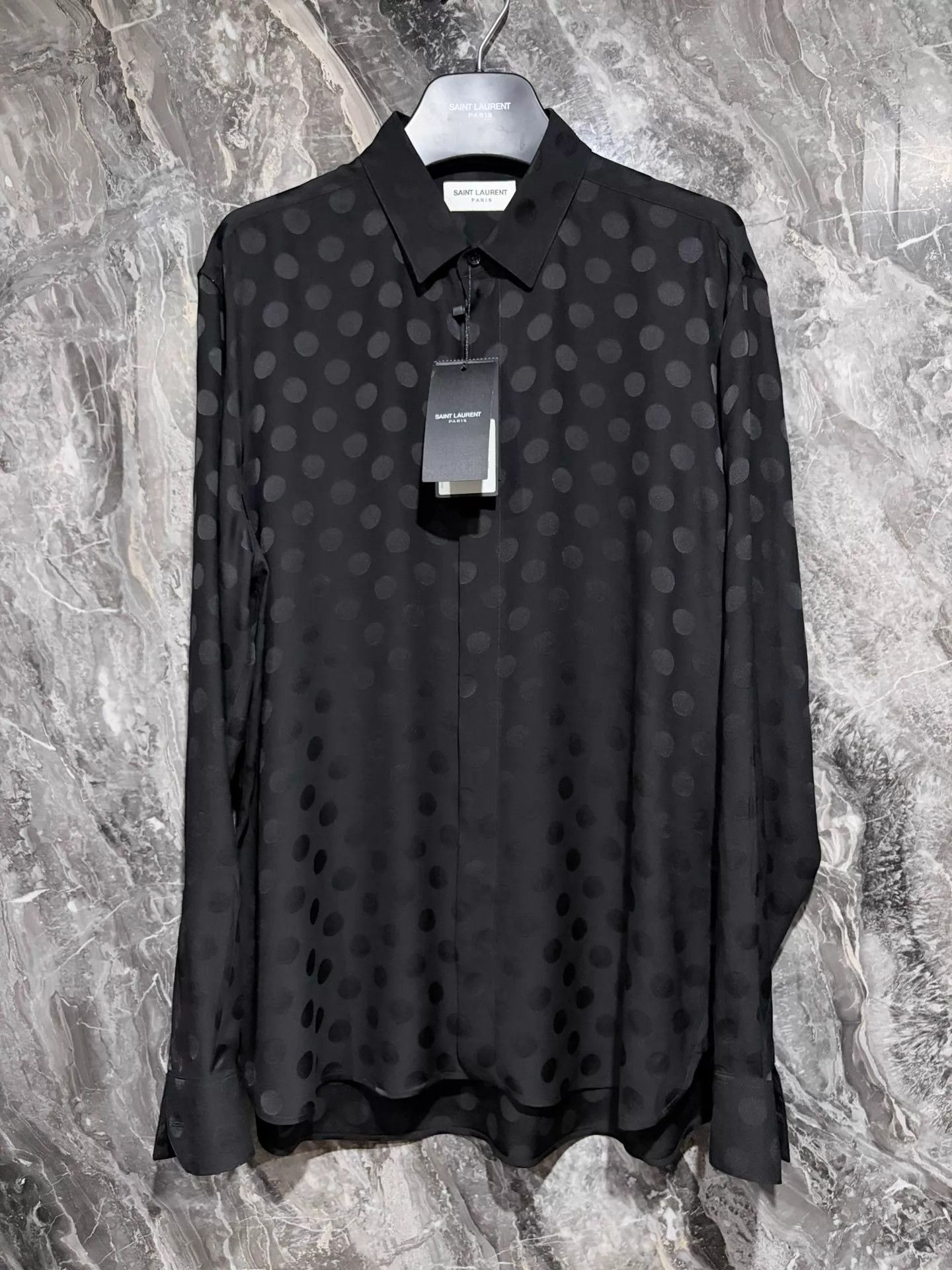 Saint Laurent Paris Saint Laurent 23SS Subtle Dot Pattern Silk Shirt 39 Size US M / EU 48-50 / 2 - 1 Thumbnail