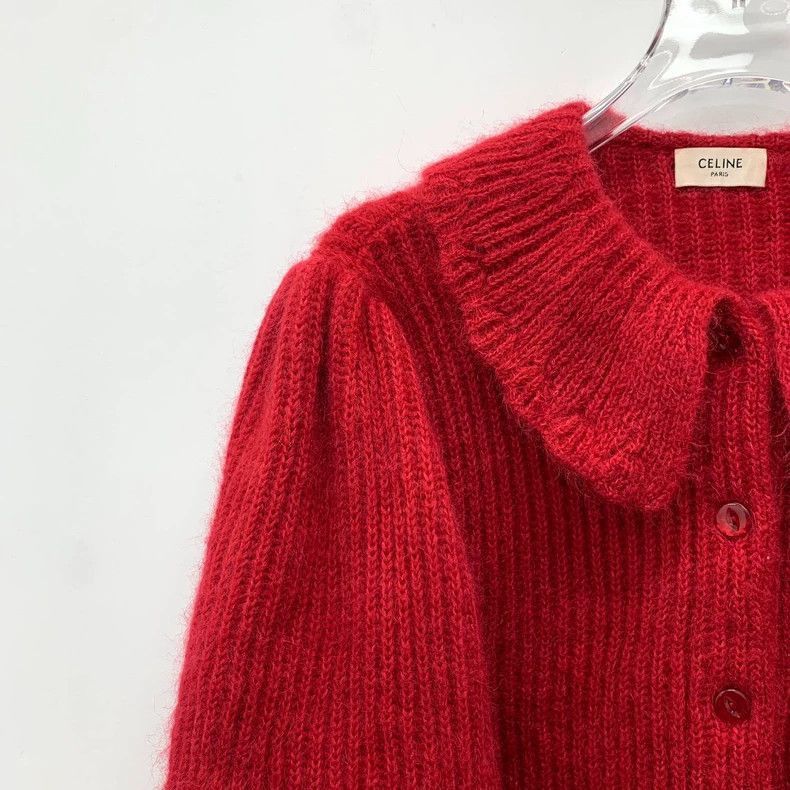 Celine Celine Red Doll Collar Knit Cardigan Sweater Size US S / EU 44-46 / 1 - 3 Thumbnail