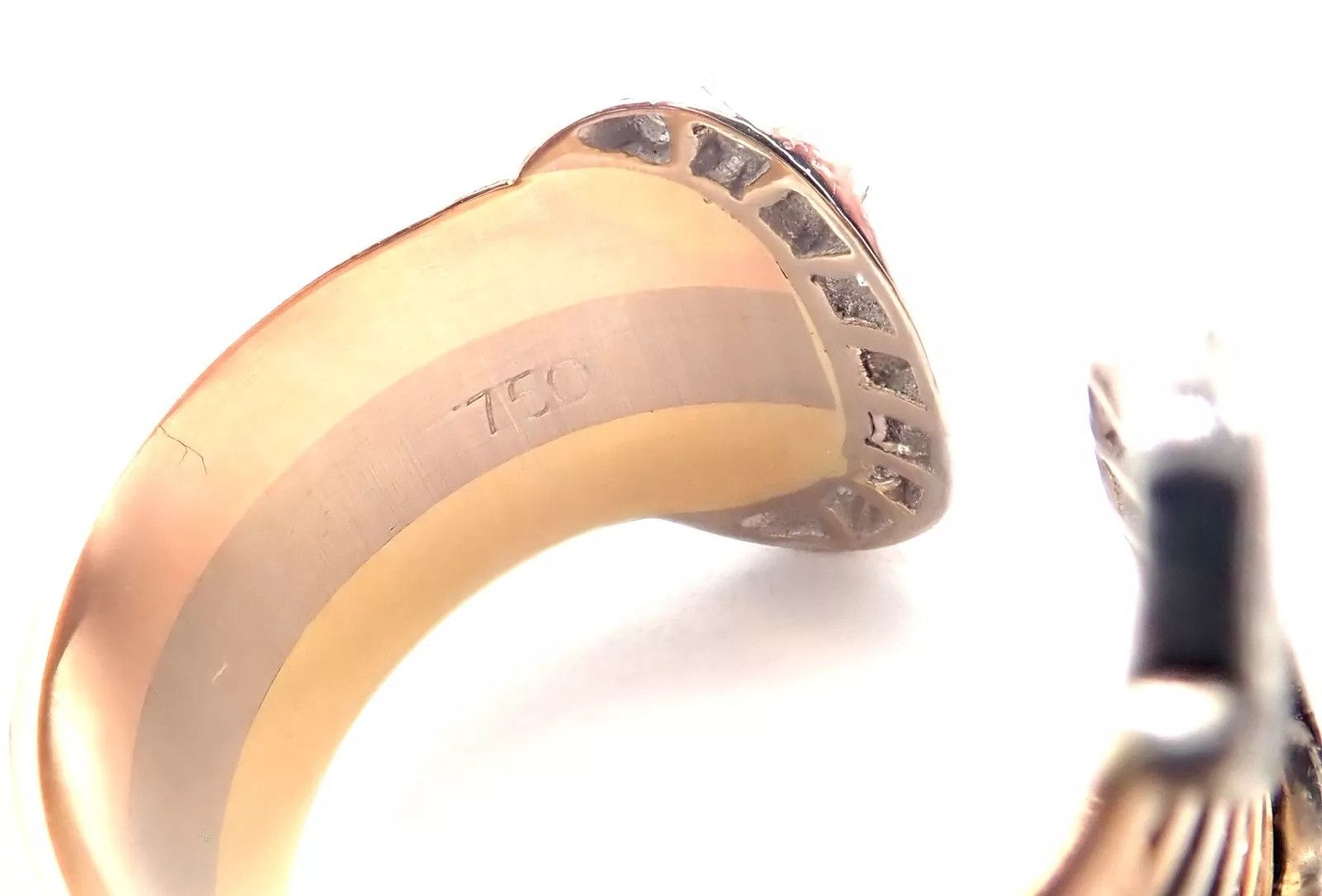 Cartier Cartier Diamond Double C 18k Tri-Color Gold Band Ring Size ONE SIZE - 9 Thumbnail