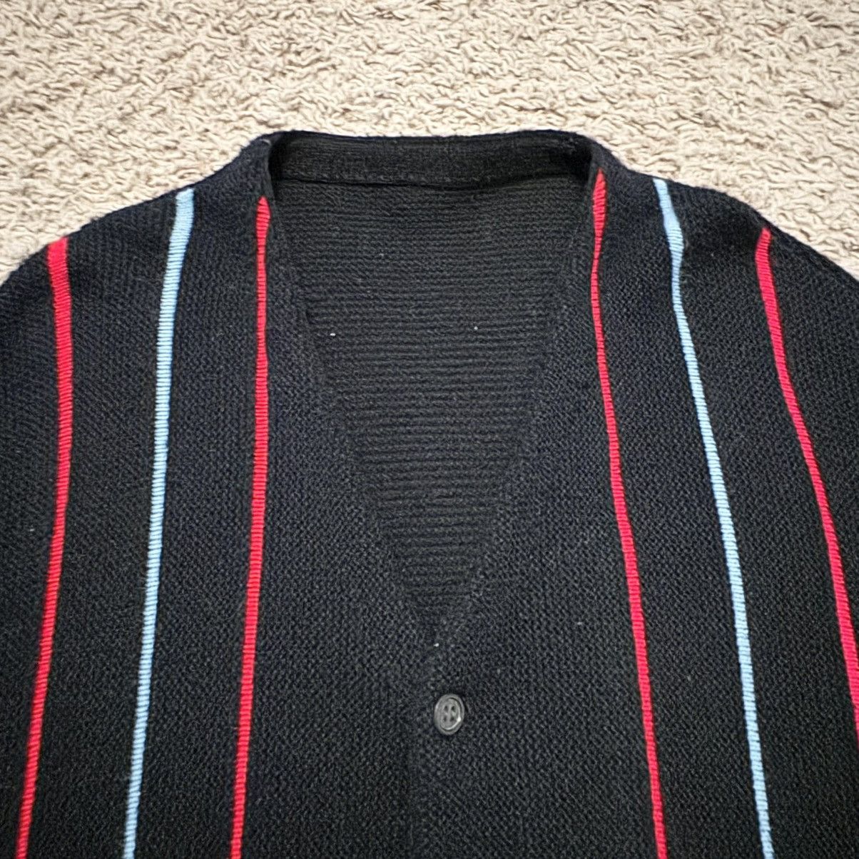 Vintage VINTAGE 60s BLACK WITH STRIPE CARDIGAN! Size US S / EU 44-46 / 1 - 4 Thumbnail