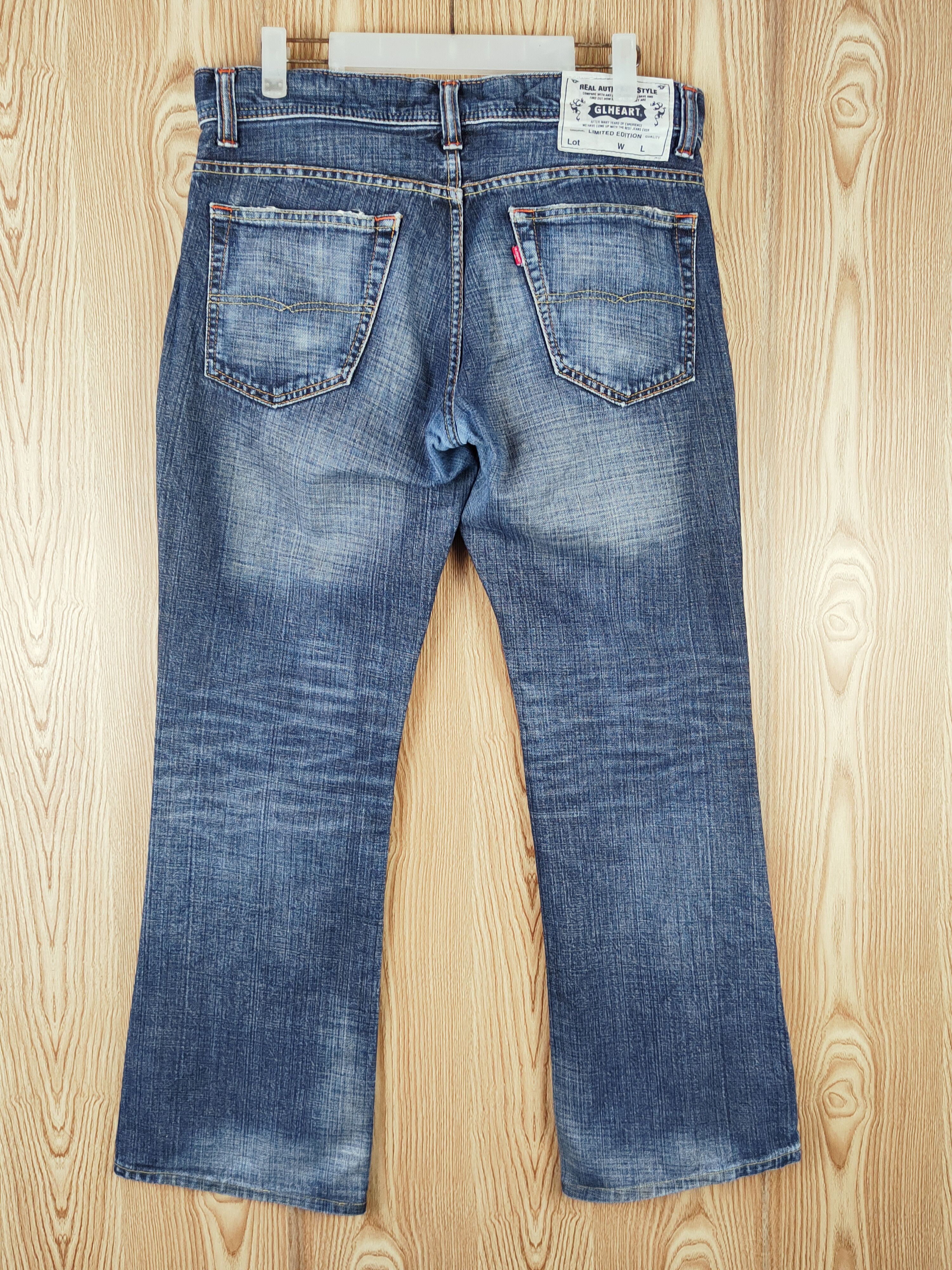 Japanese Brand GLHeart Dark Blue Distressed Ripped Jeans #S2690 Size 33" - 7 Thumbnail