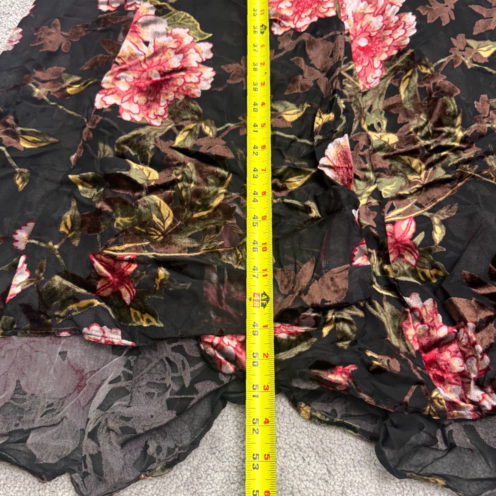 Velvet Hutch Floral Velvet Burnout Maxi Dress Women XS Multicolor V-Neck Tie Lightweight Casual Short Sleeve Party Bohemian Size XS / US 0-2 / IT 36-38 - 7 Thumbnail