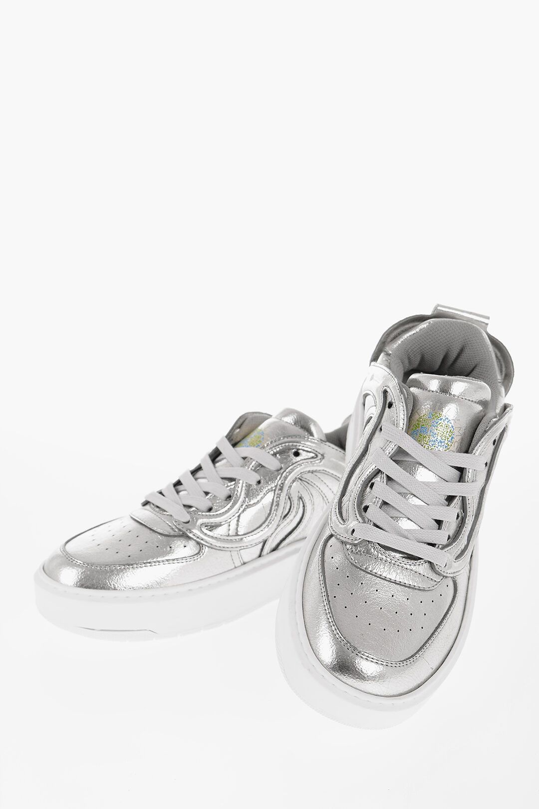 Stella McCartney og1mm0824 Metallic Effect Low-Top Sneakers in Silver Size US 9 / IT 39 - 2 Thumbnail