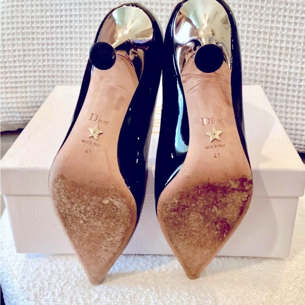 Dior LE PARISIENNE DIOR PATENT BLACK/SILVER HEELS SIZE 41 Size US 10 / IT 40 - 4 Thumbnail