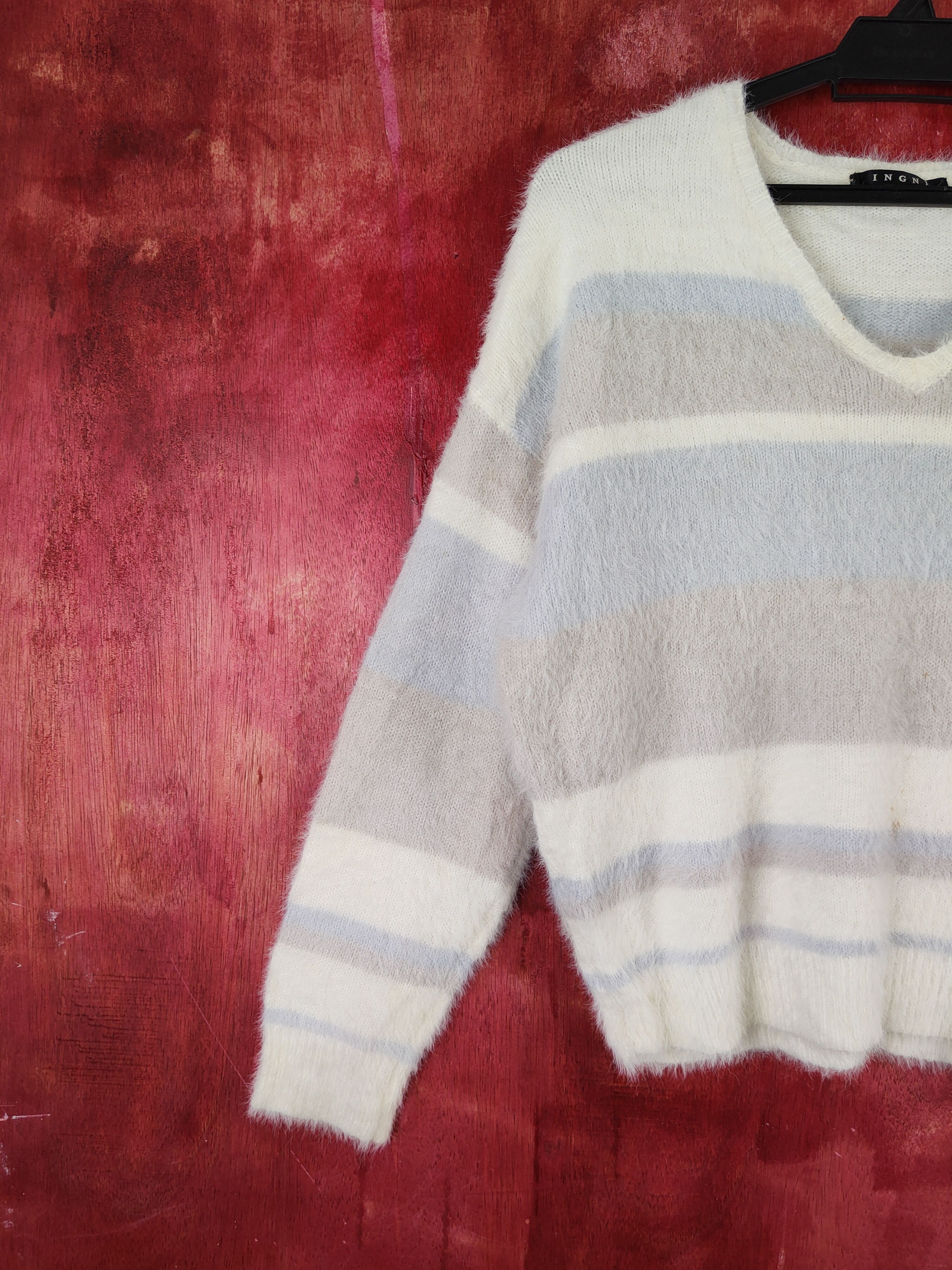 Japanese Brand × Vintage Ingni Cream Shag Shaggy Fur Mohair Knitwear #S1910 Size M / US 6-8 / IT 42-44 - 3 Thumbnail