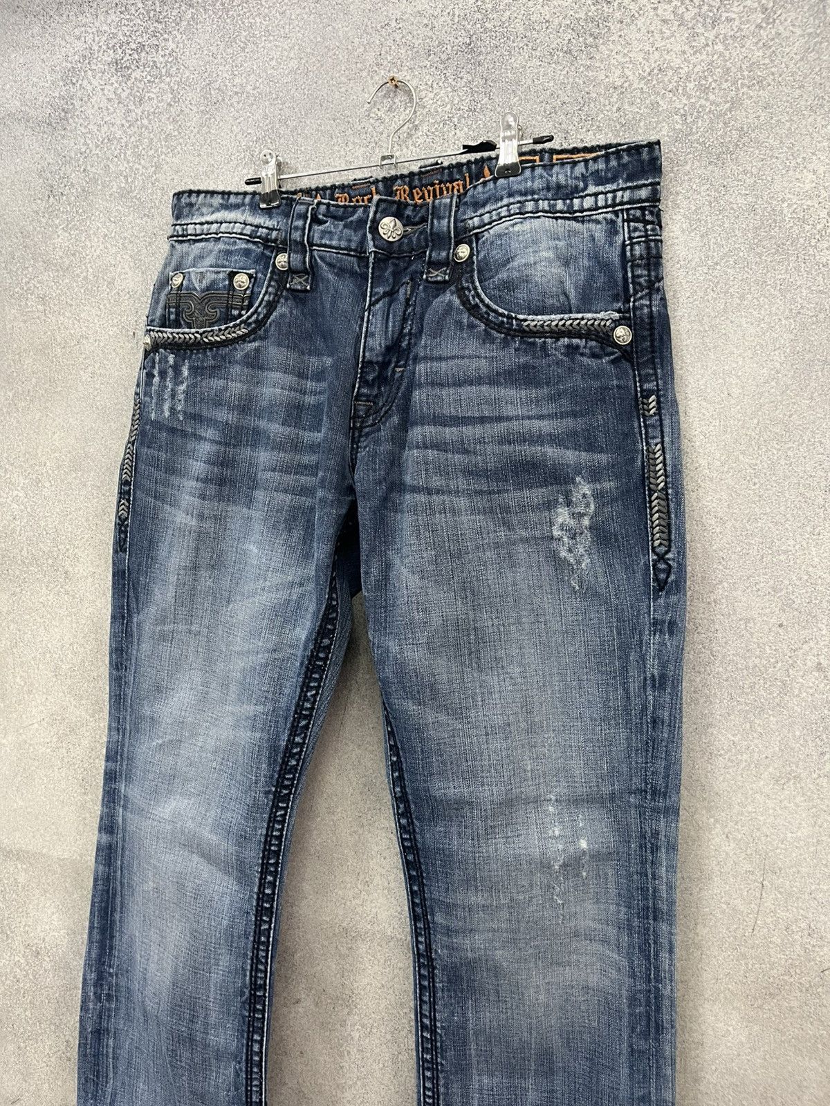 Rock Revival ROCK REVIVAL Hadriel Straight Blue Distressed Jeans Size US 34 / EU 50 - 11 Thumbnail