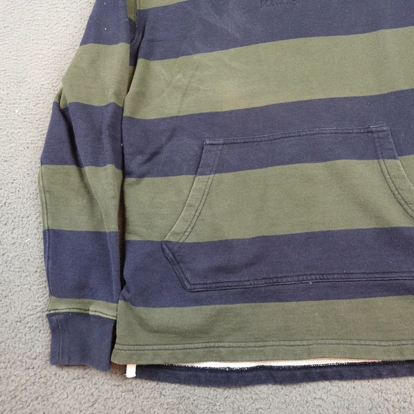 J.Crew VINTAGE J.Crew Hoodie Mens MT Green Navy Striped Fleece Sweatshirt Crew Neck Hooded Pockets Long Sleeve Pullover Size US M / EU 48-50 / 2 - 3 Thumbnail