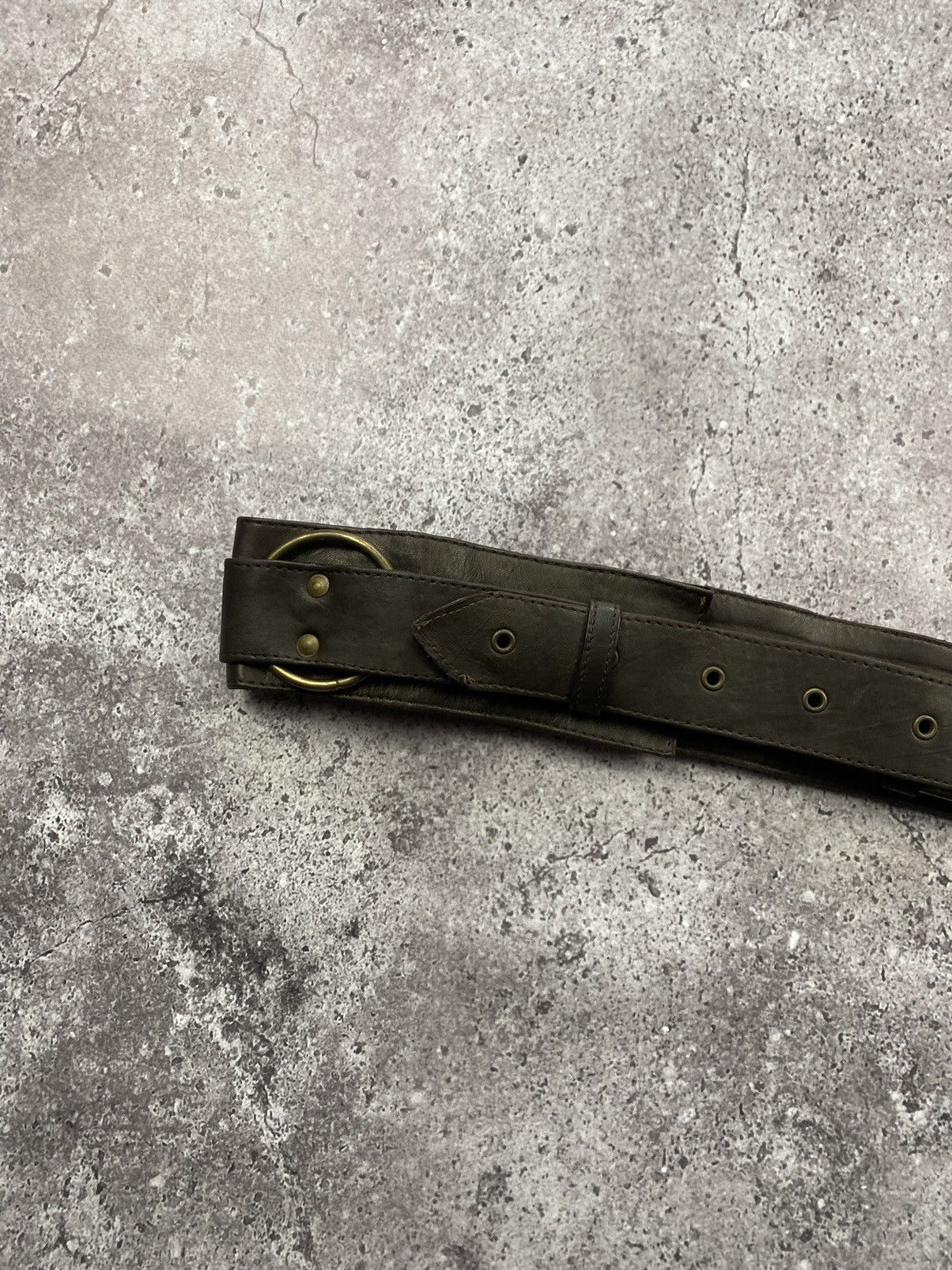Japanese Brand × Vintage Avant garde cowboy leather Y2K brown belt Japanese style Size ONE SIZE - 3 Thumbnail