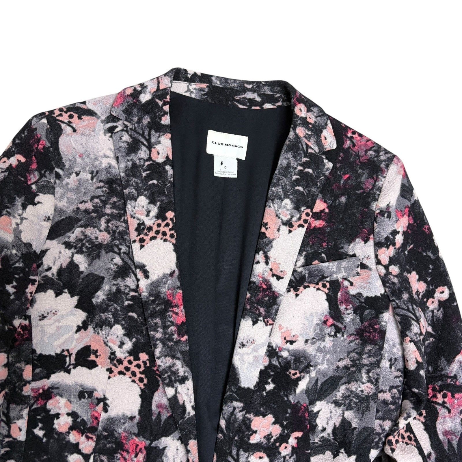 CLUB MONACO Blazer Jacket Floral Open Front Business Coat 0