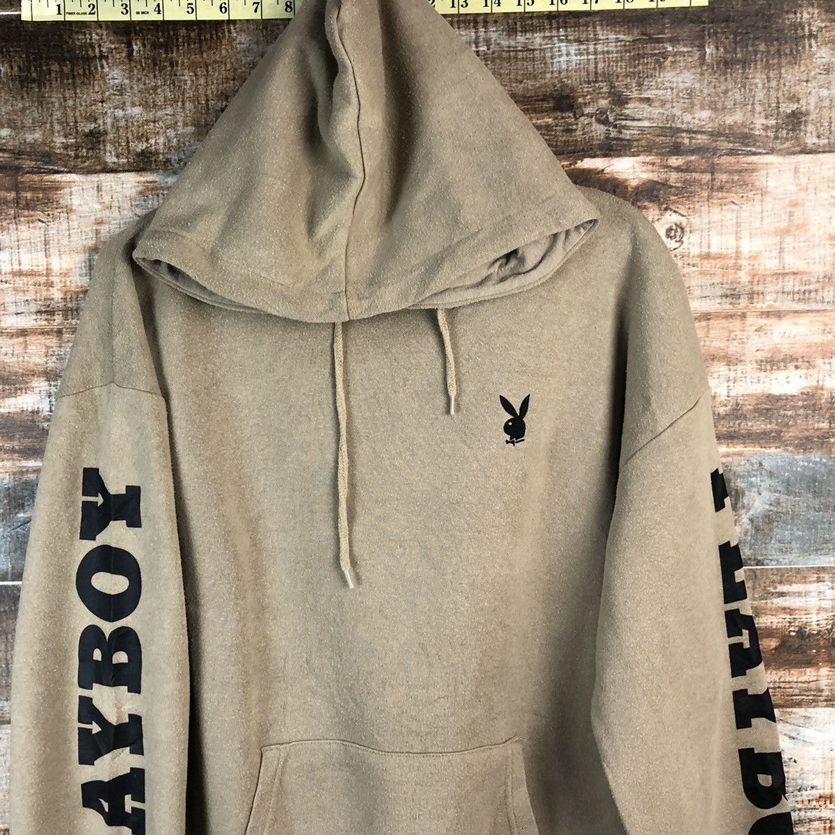 Playboy Play Boy vintage font sleeve Brown Hoodie #A1933 Size US L / EU 52-54 / 3 - 5 Thumbnail