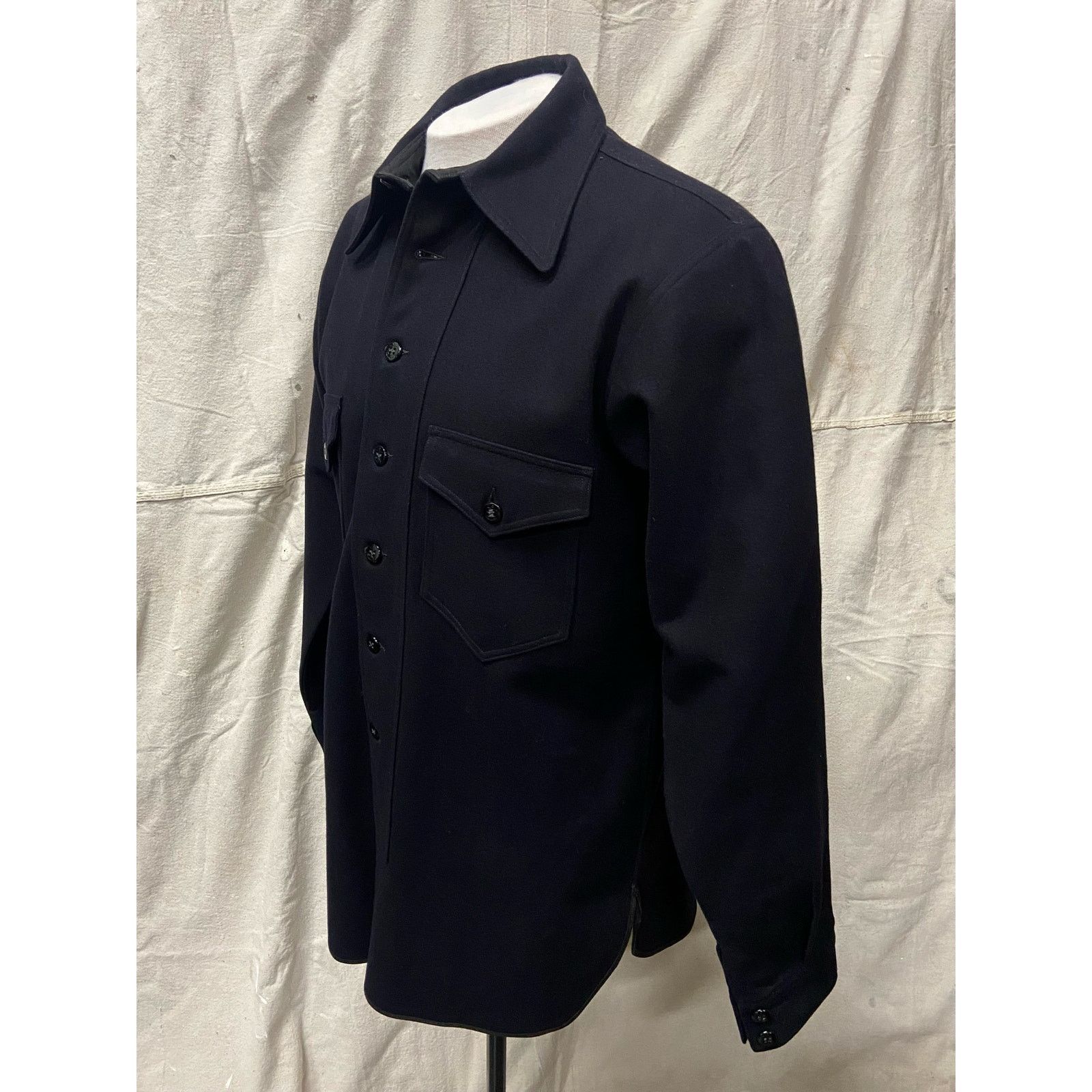 Vintage 50s Navy Blue Naval Uniform Button Down Wool Shirt Jacket Size US L / EU 52-54 / 3 - 2 Thumbnail
