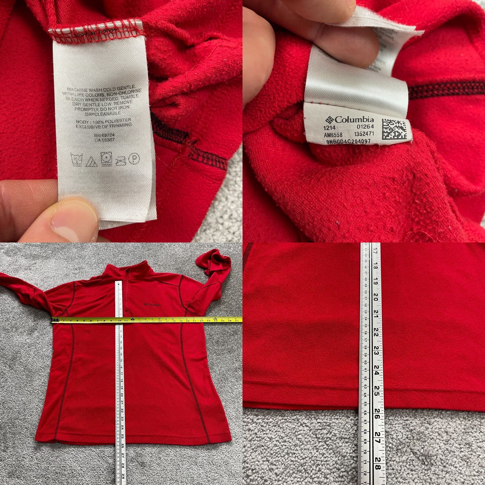 Vintage Columbia Mens Sweatshirt Red 1/4 Zip High Neck Fleece Jacket Outdoor 100% Polyester Stand-Up Collar Long Sleeve Mid-Length Regular Jacket Basic Size US M / EU 48-50 / 2 - 8 Thumbnail