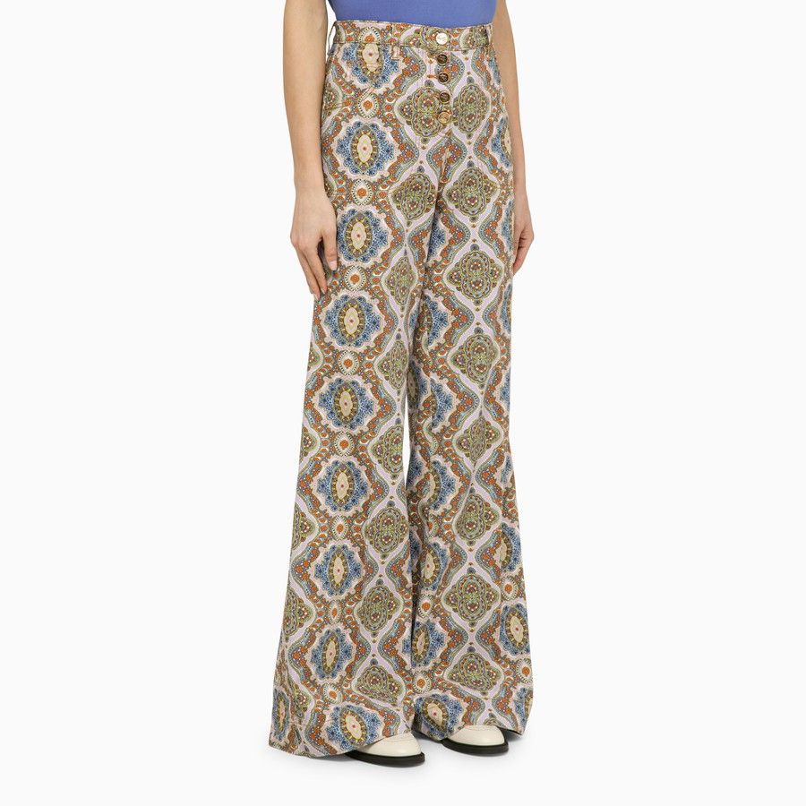 Etro o1d2blof0824 Cotton Wide-Leg Trouser in Multicolor Size 27" / US 4 / IT 40 - 3 Thumbnail