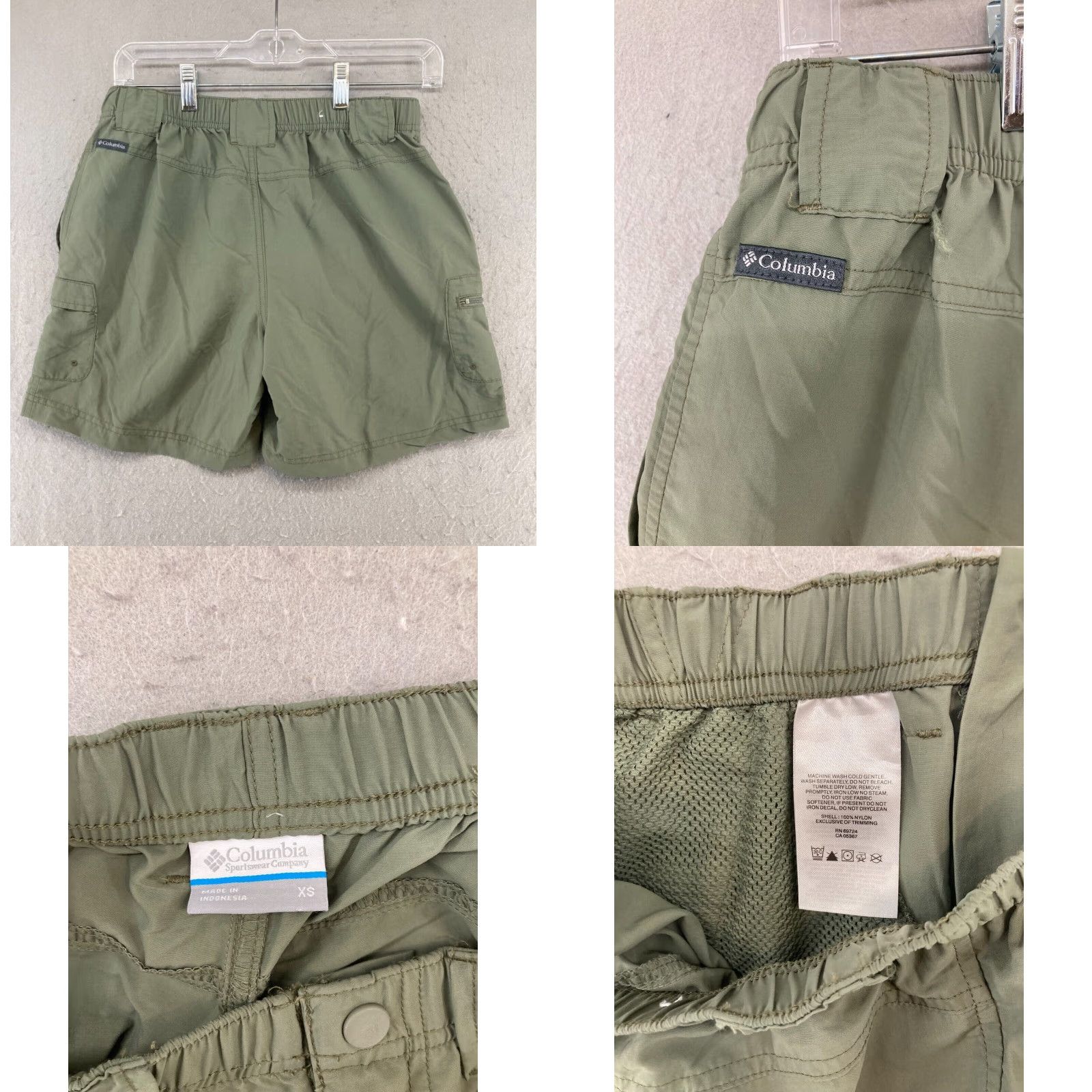 Vintage Columbia Women's Cargo Shorts XS Green Outdoor Hiking Activewear Casual Travel Nylon Elastic Waist Pockets Size 26" / US 2 / IT 38 - 8 Thumbnail