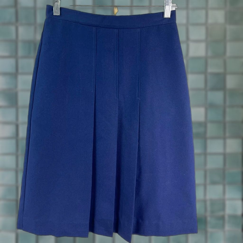 Vintage VINTAGE Front Skirt Womens Size 11 Blue Made in USA Polyester A Line Pleated Size 32" / US 10 / IT 46 - 1 Thumbnail