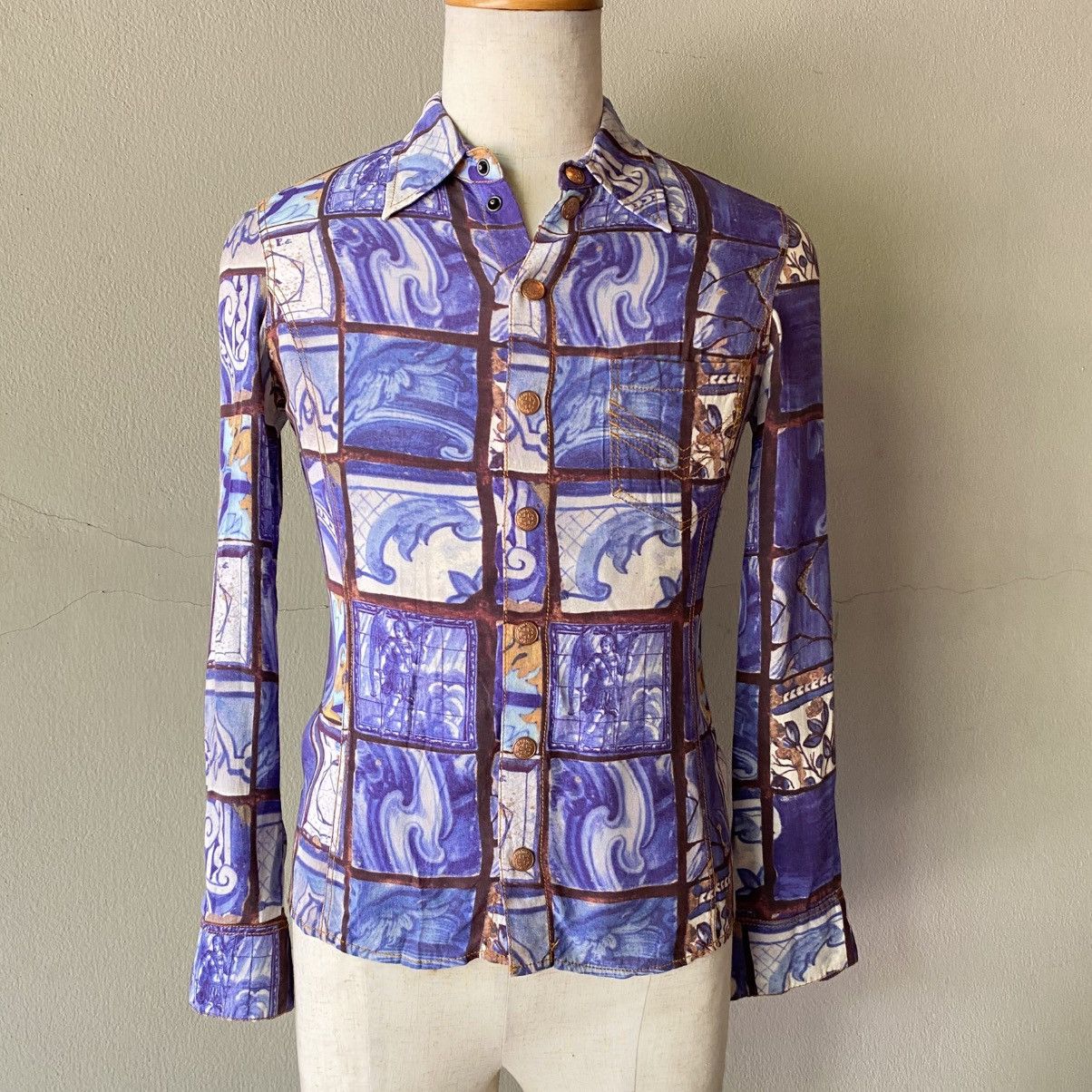 Jean Paul Gaultier Jean Paul Gaultier Vintage Ocean Mosaic Shirt Size US XXS / EU 40 - 12 Thumbnail