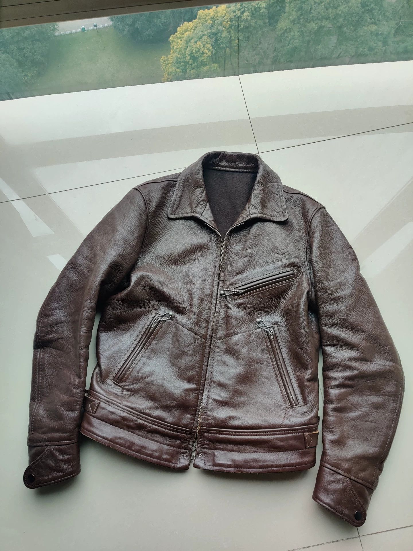 Freewheelers brown leather zip-up jacket with skull design Size US M / EU 48-50 / 2 - 1 Thumbnail