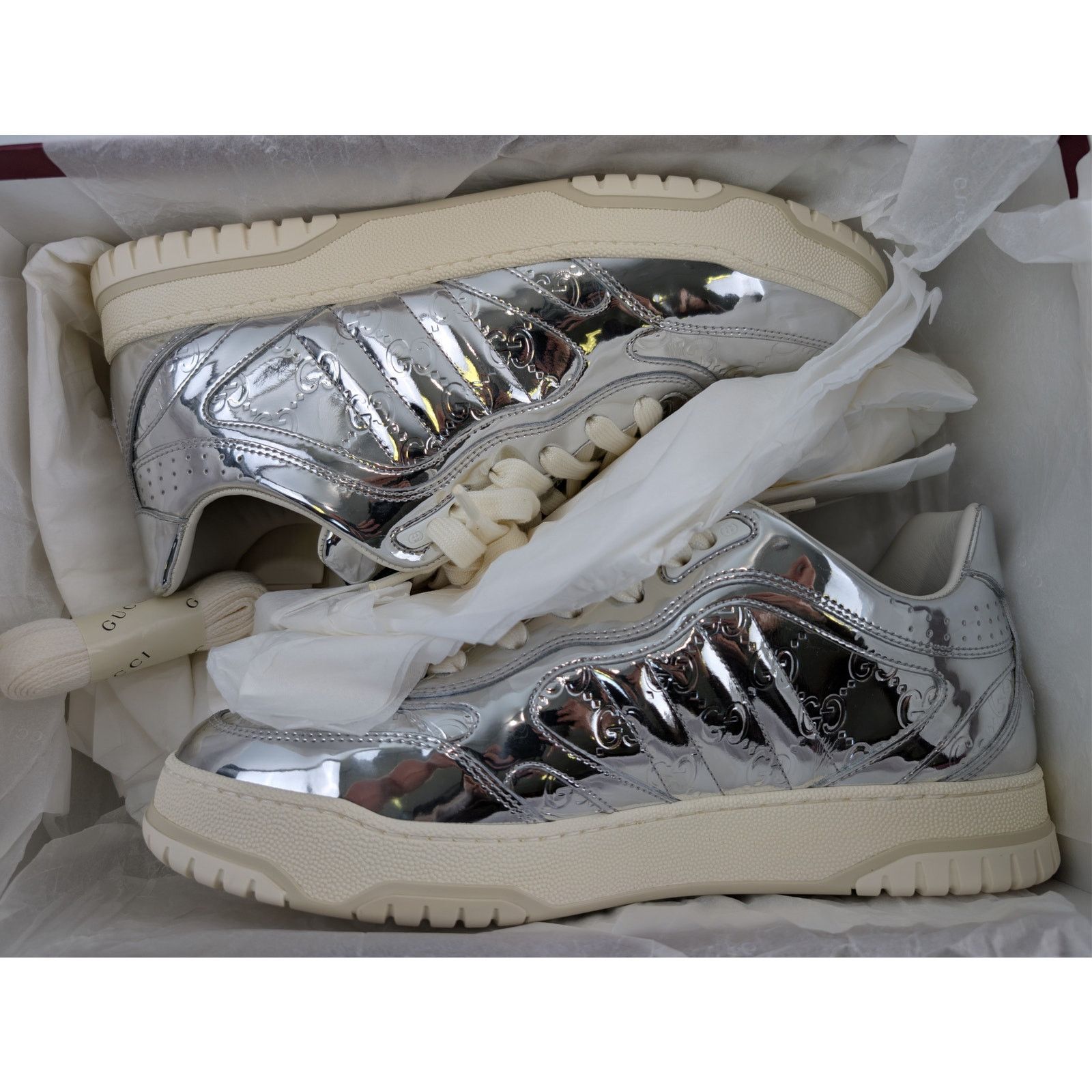 Gucci o1rshd1 Re-Web Sneaker in Glam Mirror / Glow Silver / Silver Size US 10 / EU 43 - 21 Thumbnail