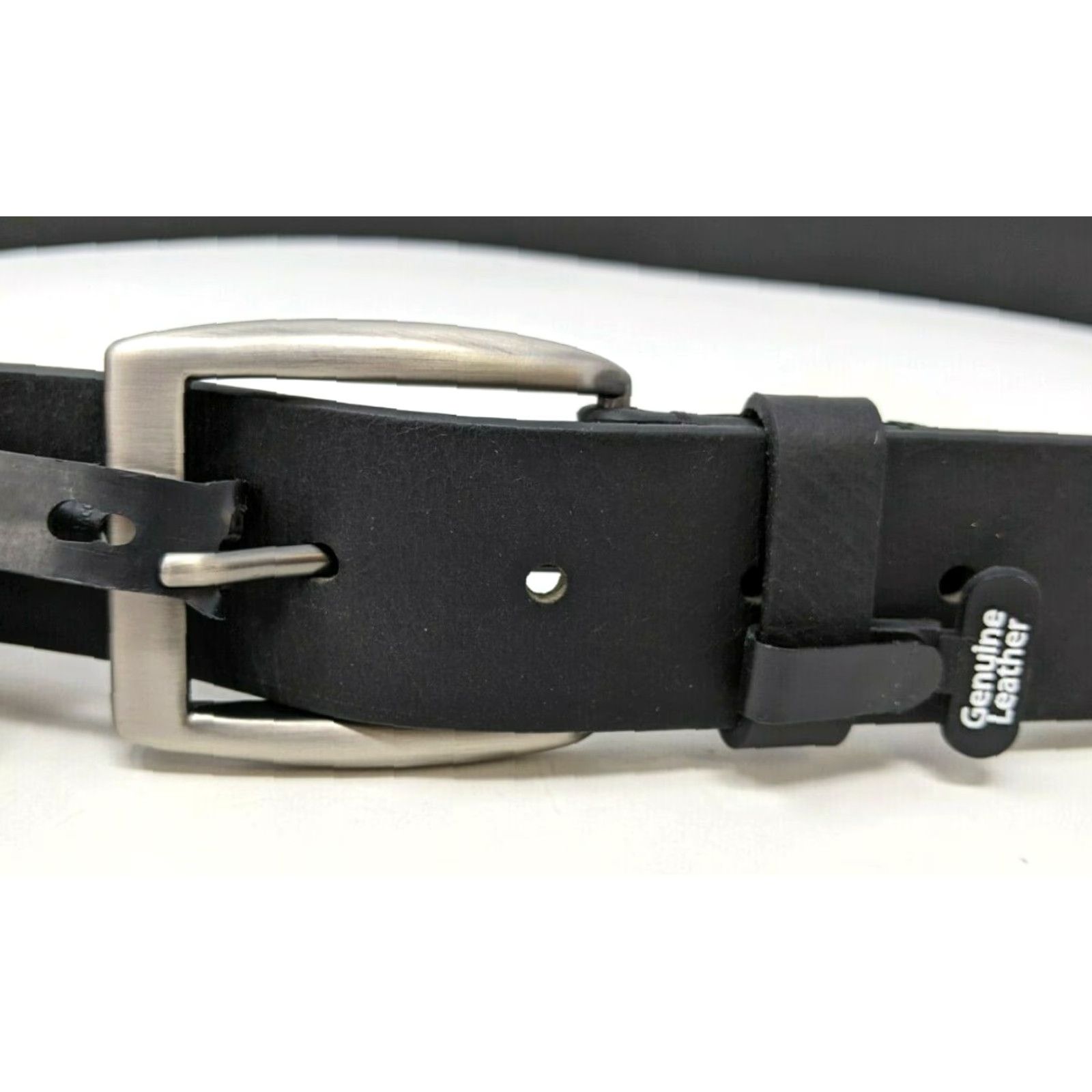 Vintage Work n' Sport Leather Black Belt 44 Mens Buckle Size 44 - 2 Thumbnail