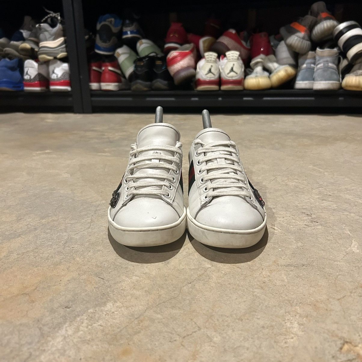 Designer × Gucci Gucci Ace Web Stripe Embroidered Arrow Leather Shoes US 5 Size US 5 / EU 37 - 4 Thumbnail