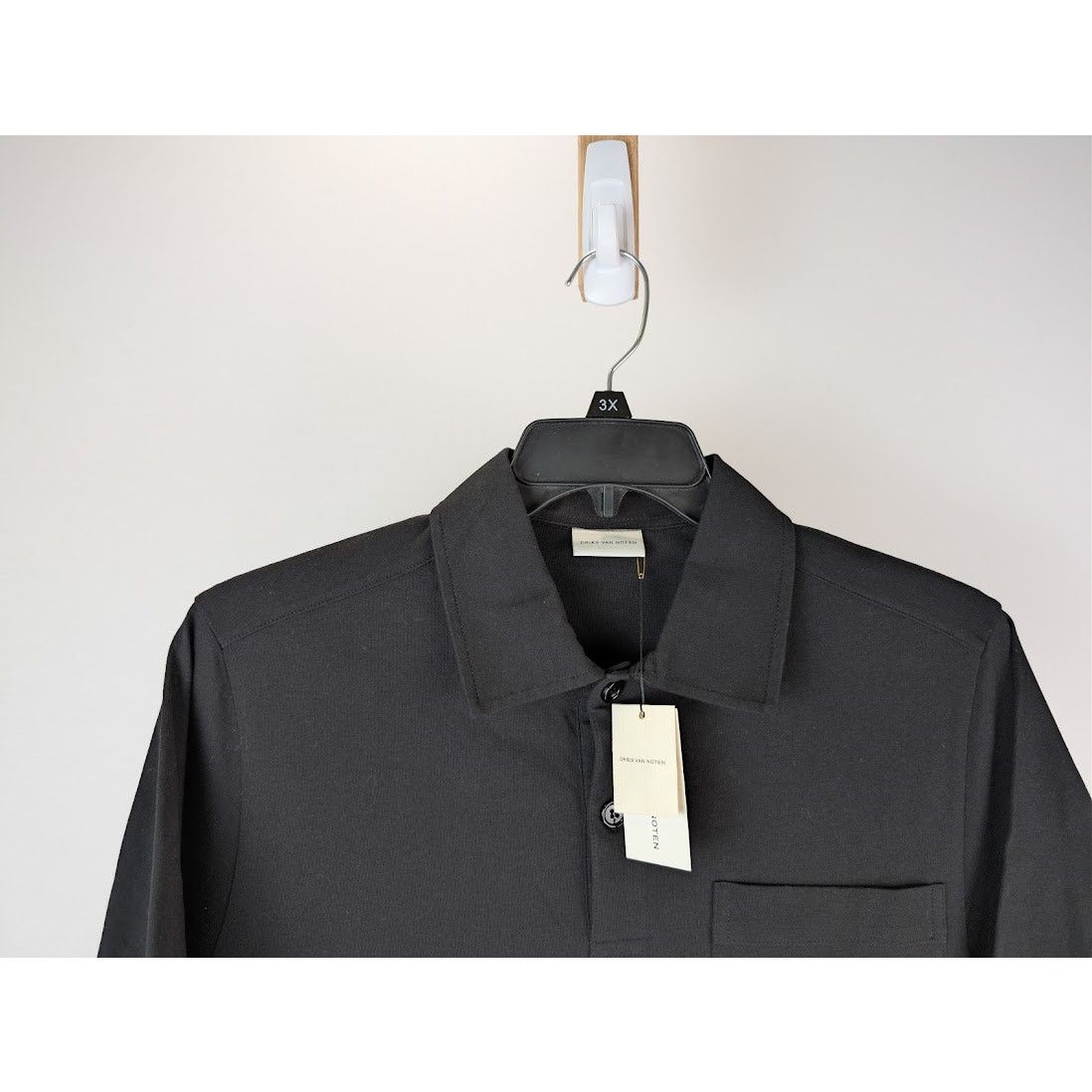 Dries Van Noten o1rshd1 Men's Solid Polo Shirt in Black Size US M / EU 48-50 / 2 - 3 Thumbnail