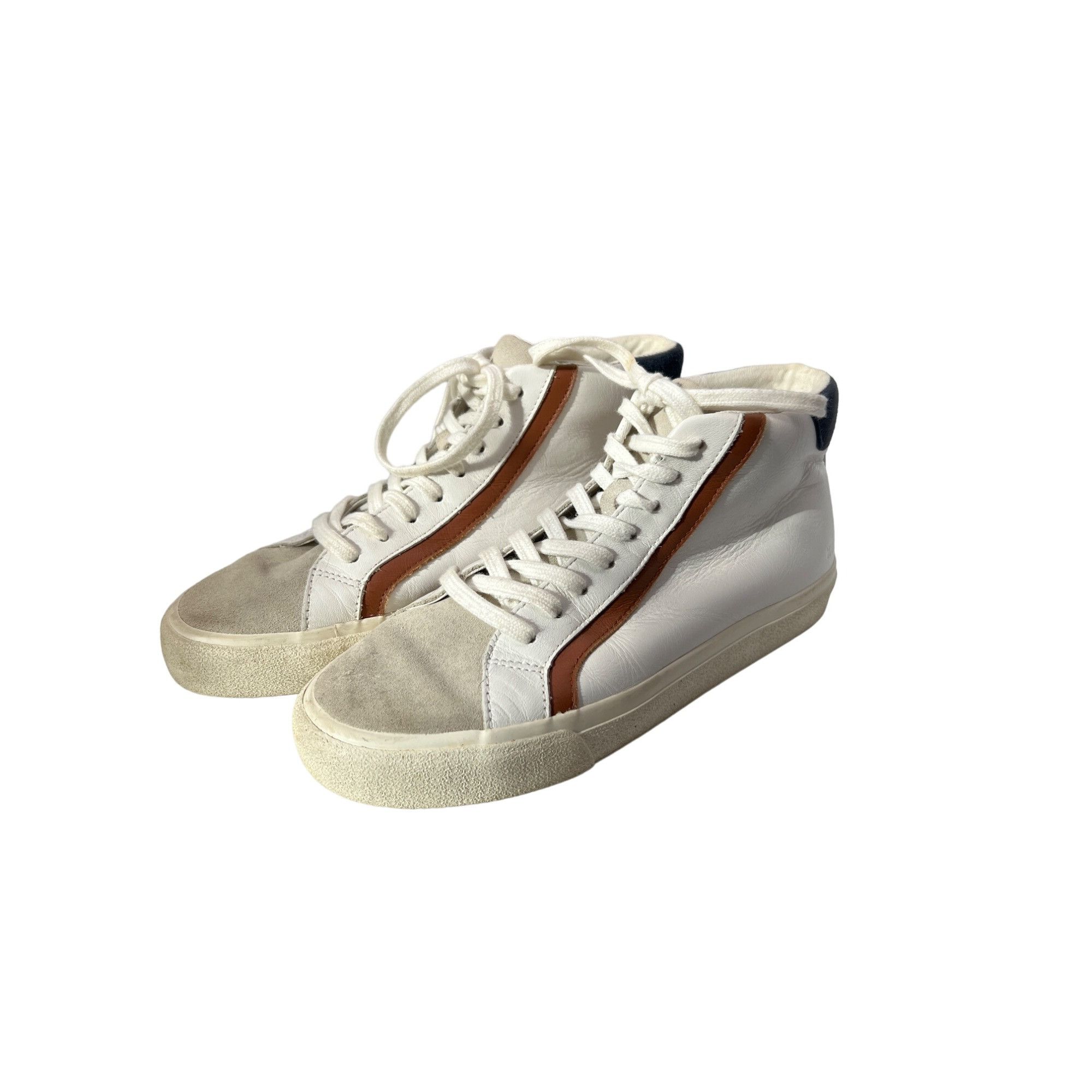 Madewell Madewell MWL High Top Sneakers White Leather Suede Brown Acc Size US 6.5 / EU 39-40 - 1 Thumbnail