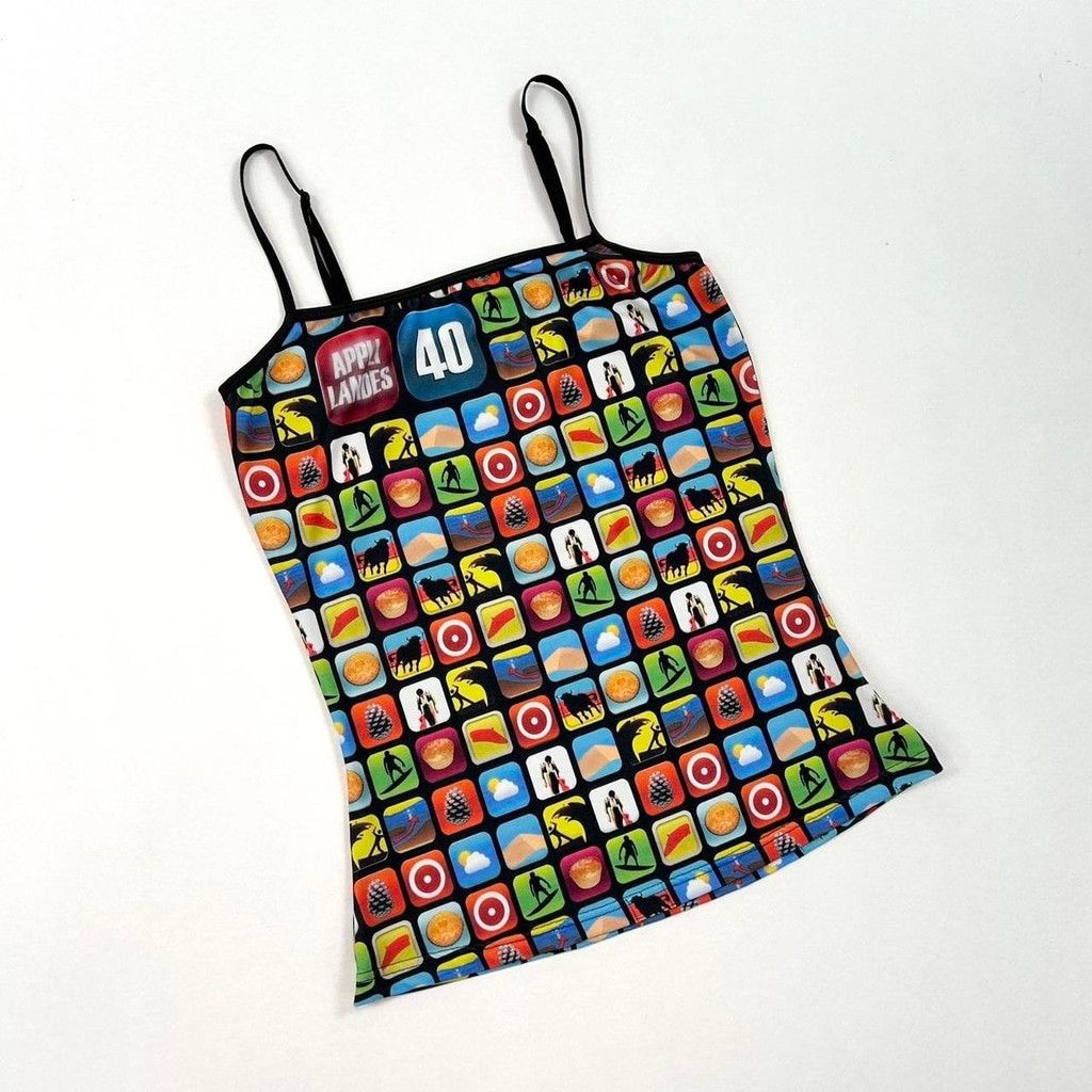 Vintage y2k euro black tank top with apps print Size S / US 4 / IT 40 - 1 Thumbnail