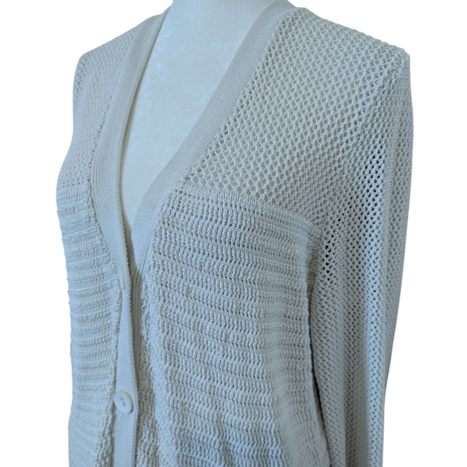 Other Weekend Los Angeles Iman Ivory Knit Button Down Cardigan Size L / US 10 / IT 46 - 6 Thumbnail