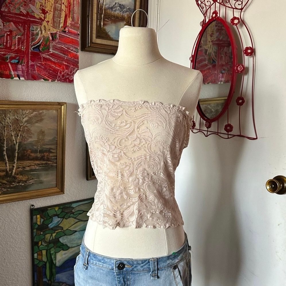 Other no brand beige nude lace strapless tube top Size S / US 4 / IT 40 - 1 Thumbnail