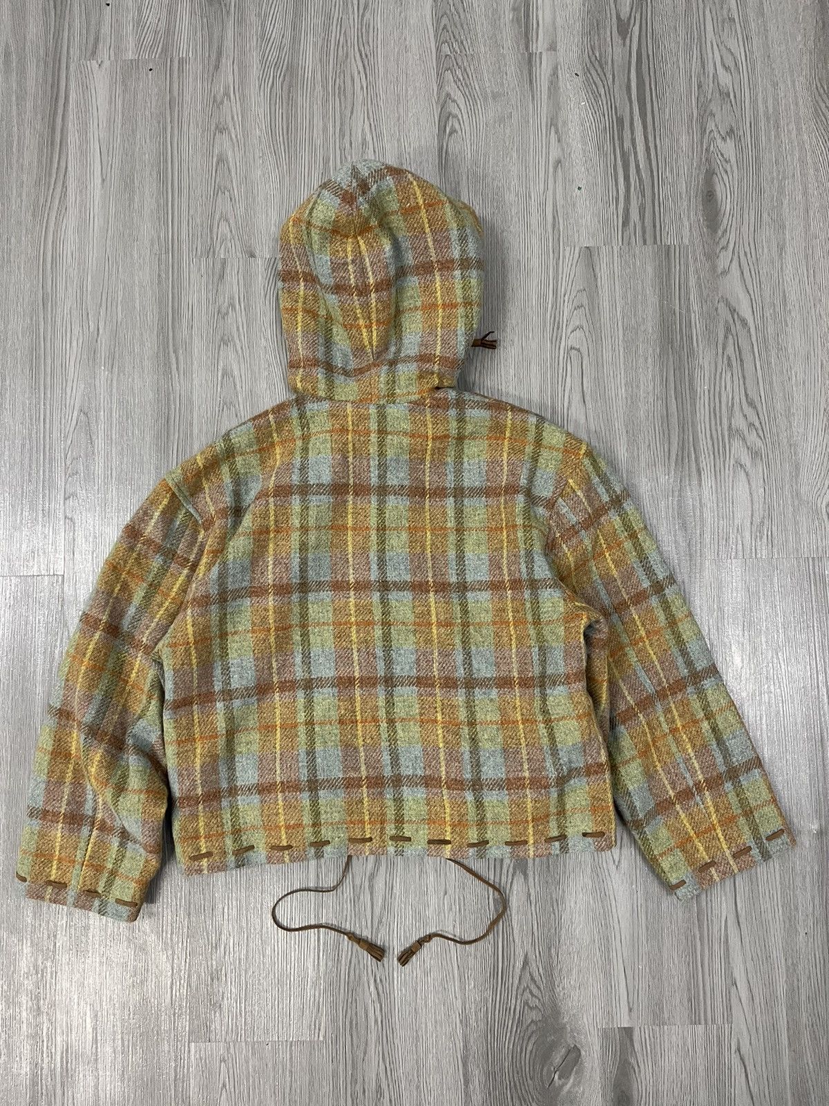 Japanese Brand × Vintage Vintage KETTY wool Plaid Leather Rope cropped Jacket Size M / US 6-8 / IT 42-44 - 4 Thumbnail