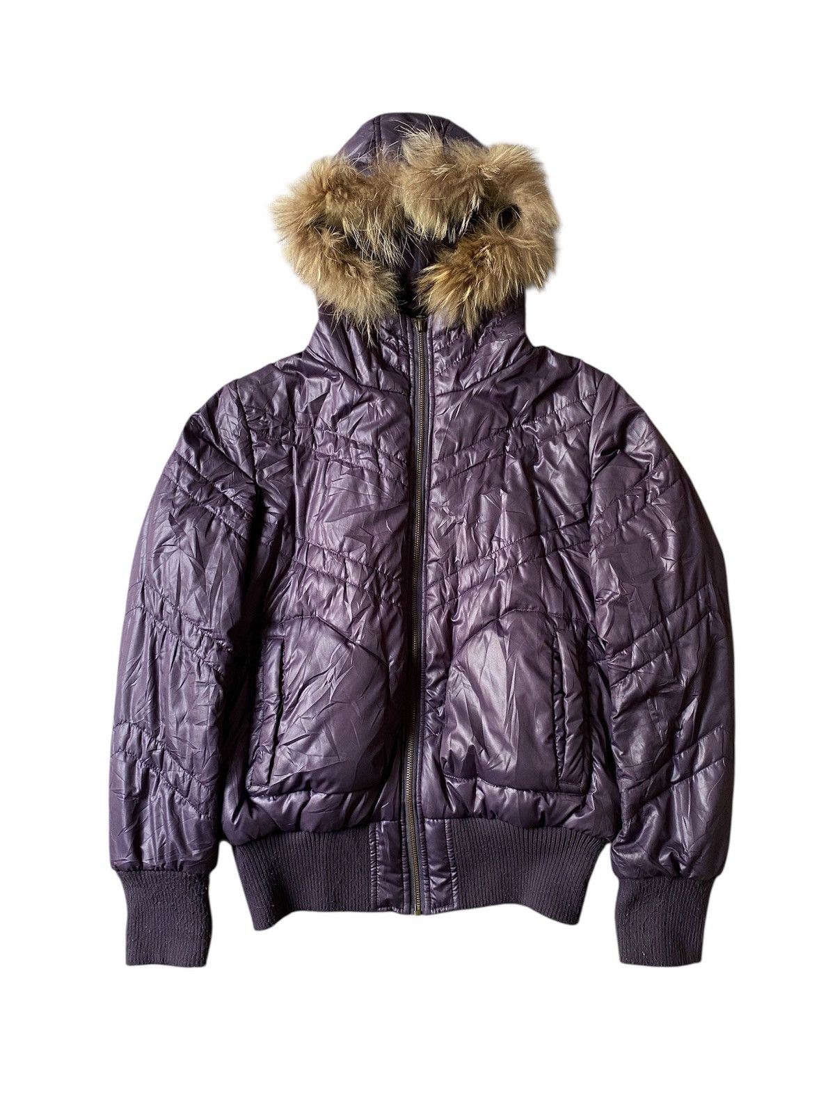 Japanese Brand A/Girls Down Puffer Fur Hoodie Jacket Size M / US 6-8 / IT 42-44 - 1 Thumbnail