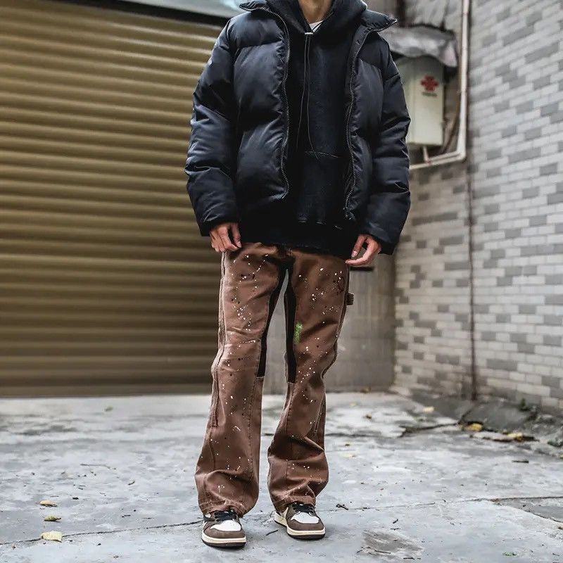 Japanese Brand × Vintage Graffiti Cargo Flared Jeans Splash Ink Wide Leg Denim Pant Size US 36 / EU 52 - 2 Thumbnail