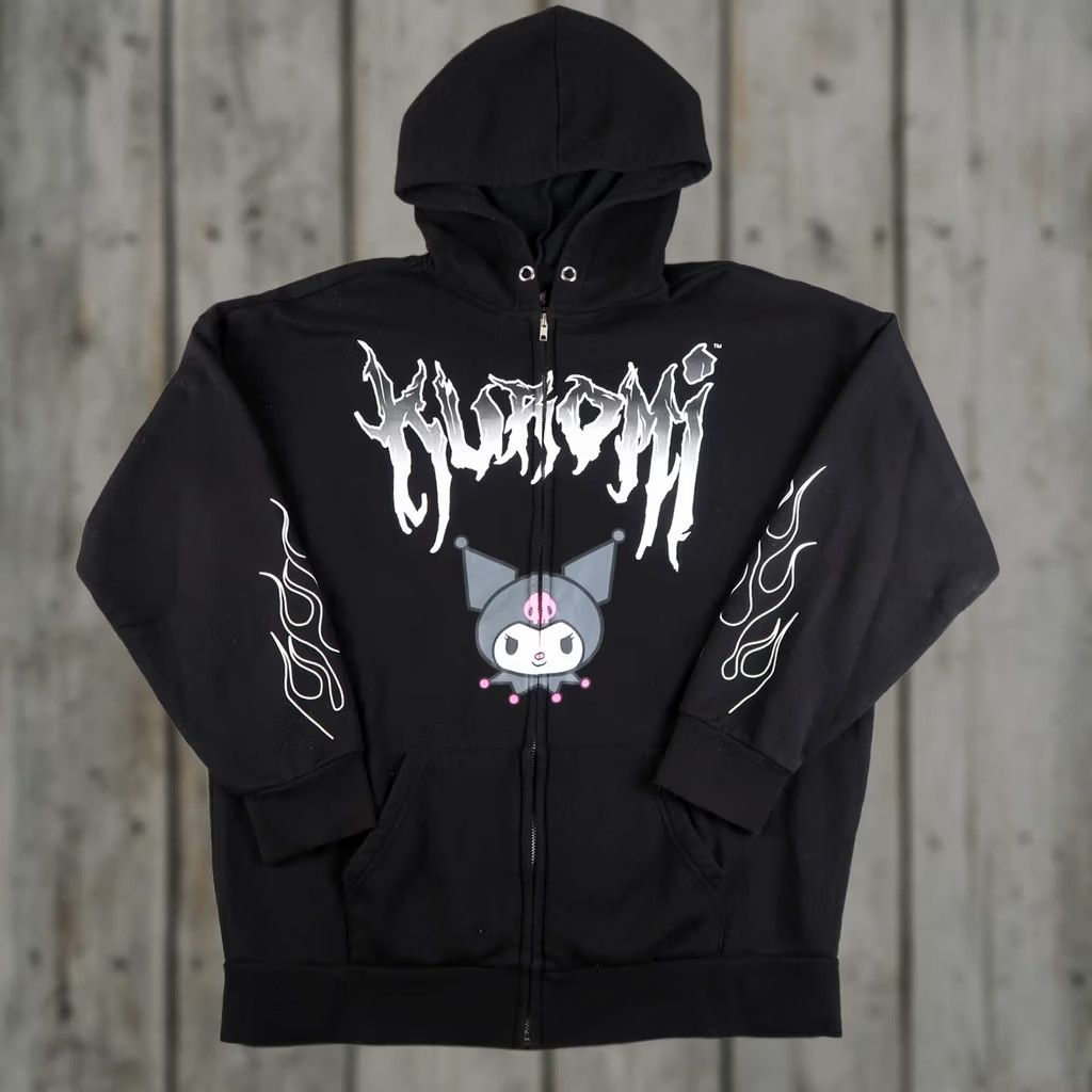 Vintage Sanrio Kuromi Hoodie Womens S Small Black Zip Up Sweatshirt Flame Size S / US 4 / IT 40 - 1 Thumbnail