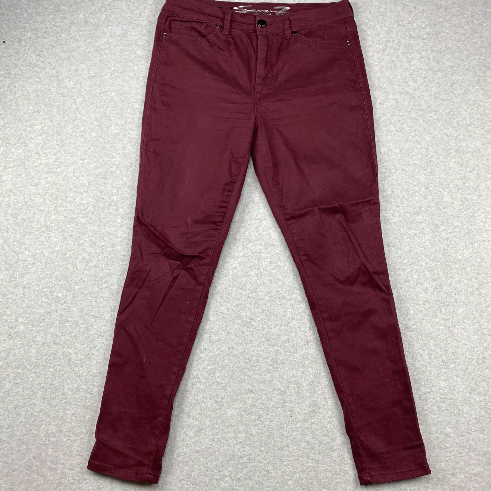 Vintage Seven7 Pants Womens 12 Maroon High Rise Skinny Stretch Pockets Size 34" / US 12 / IT 48 - 2 Thumbnail