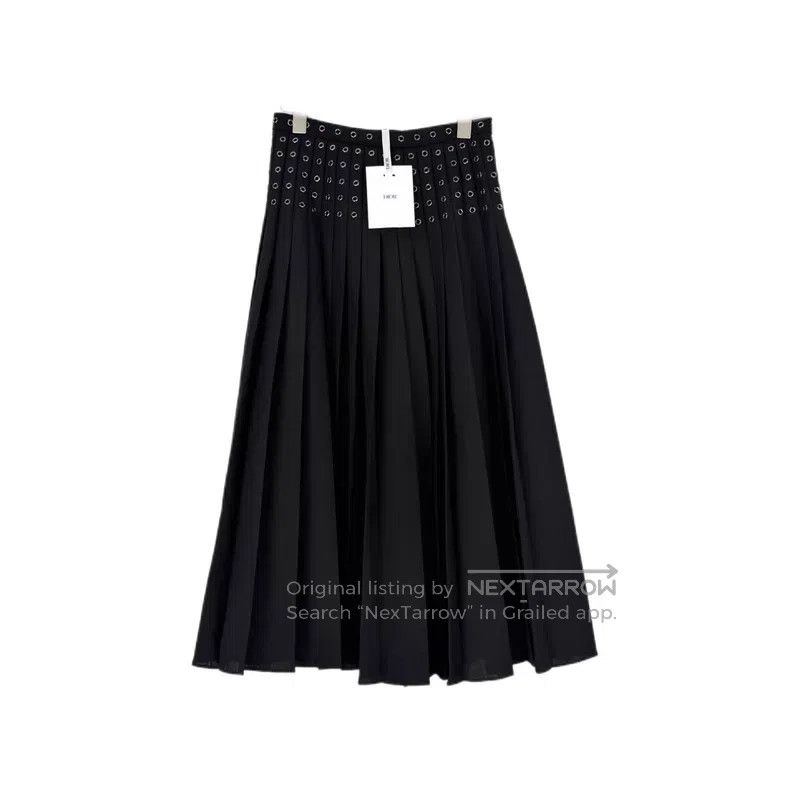 Dior Dior Black riveted wool Mahai wool skirt Size 24" / US 00 / IT 34 - 1 Thumbnail