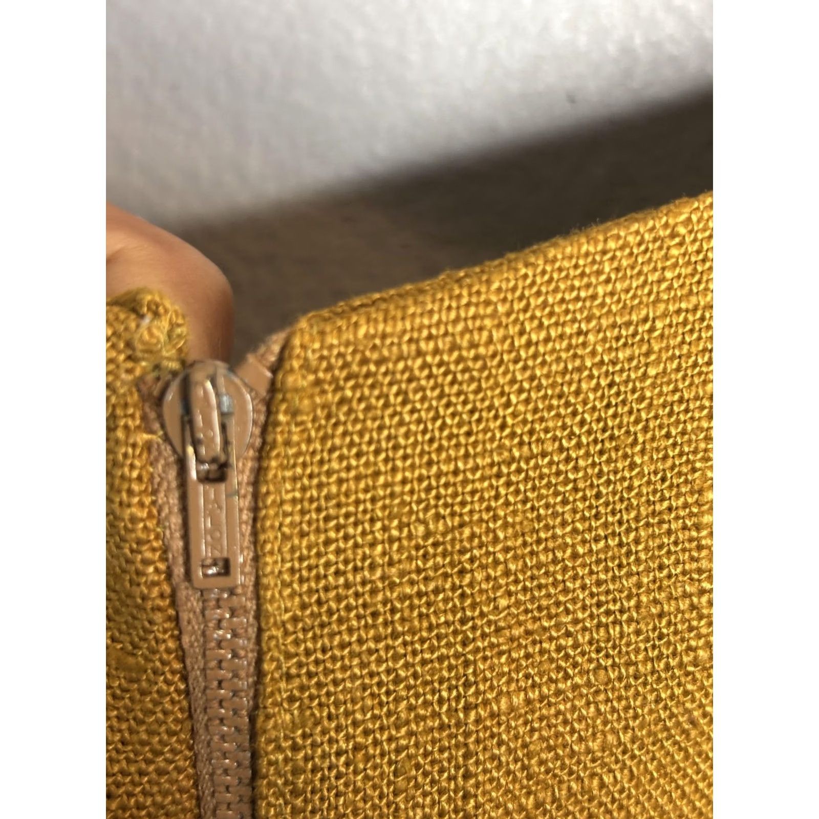 Vintage VTG 80s Talon Zip Dress Womens M Mustard Yellow Sleeveless Shift Linen Look Size M / US 6-8 / IT 42-44 - 5 Thumbnail