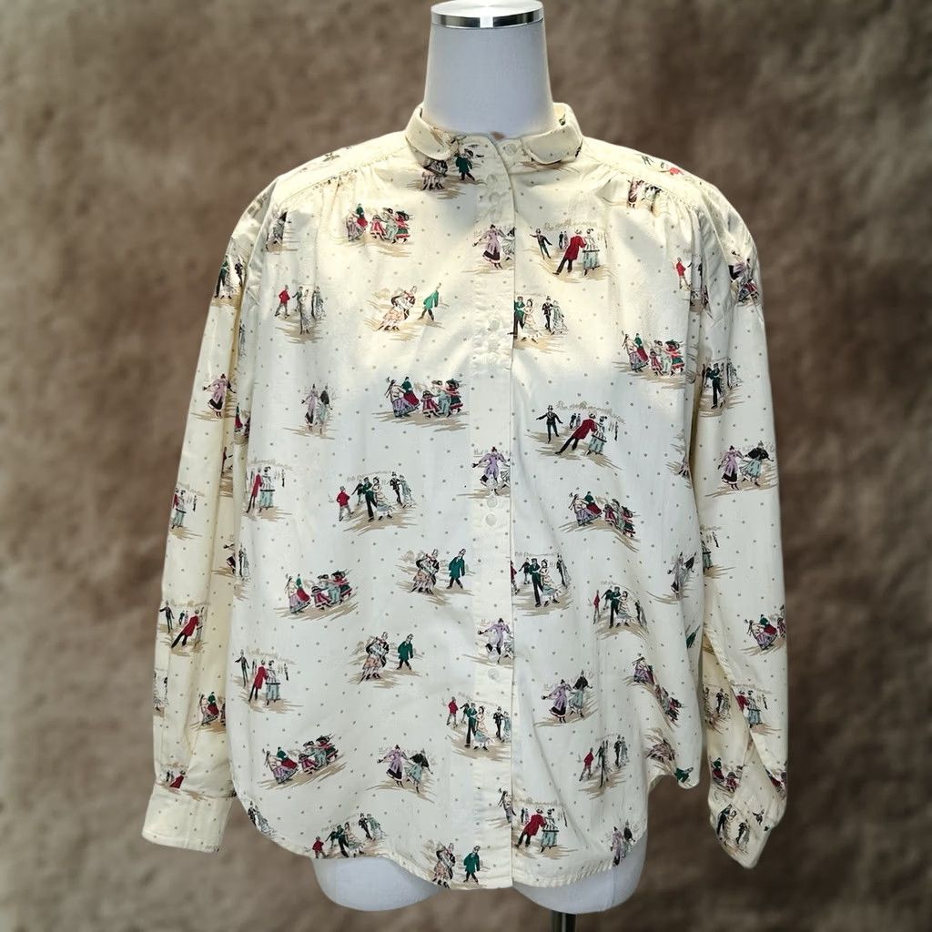 Vintage VINTAGE LizWear Pleated Shirt Womens M Button-Up Yellow Cottagecore 90s Bohemian Retro School Winter Ice Skating Size M / US 6-8 / IT 42-44 - 1 Thumbnail