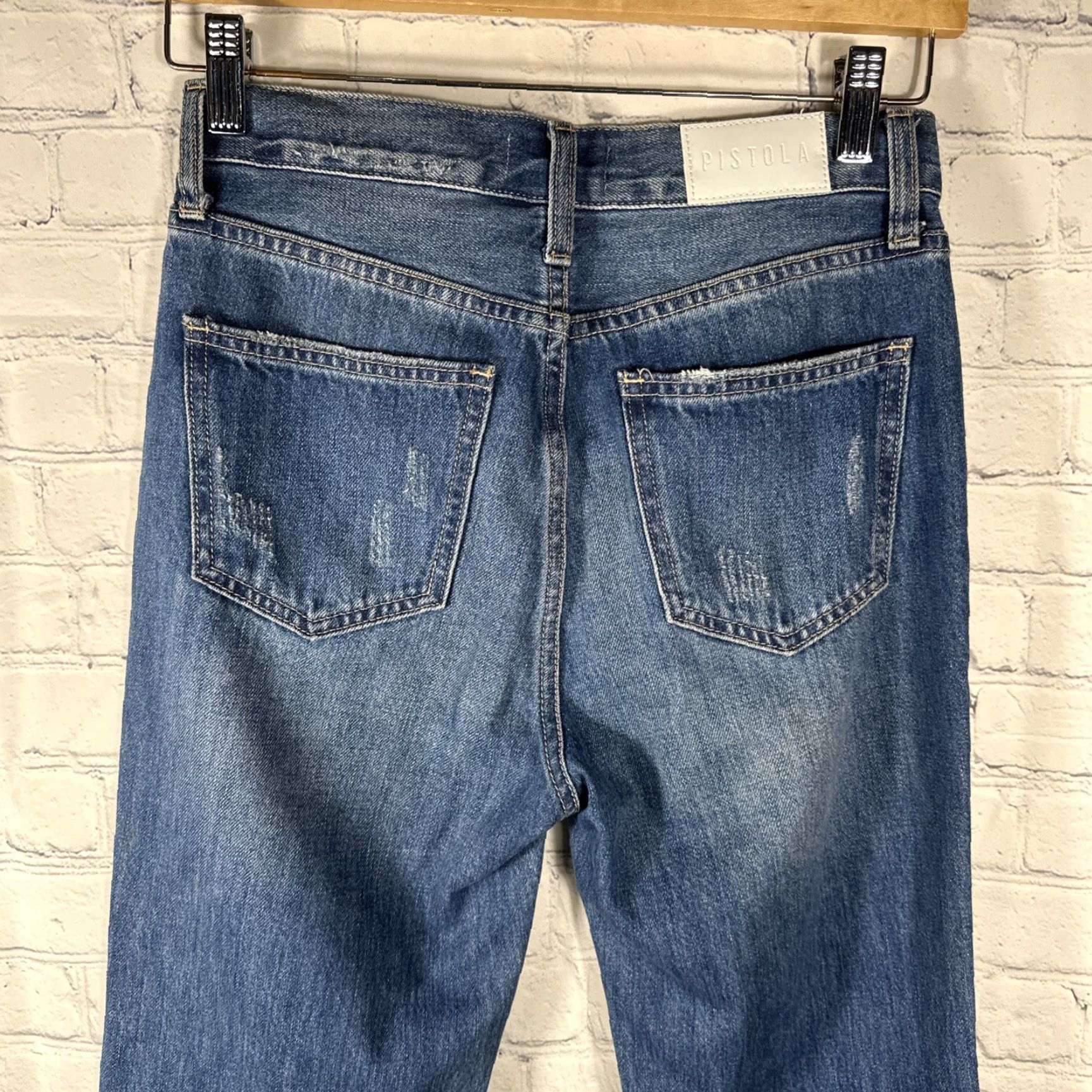 Pistola PISTOLA Jeans Charlie High Rise Straight Ankle Women’s 24 Distressed Blue Denim Button Fly 27in Inseam Regular Mens Womens Girls? Size 42" / US 20 - 7 Thumbnail