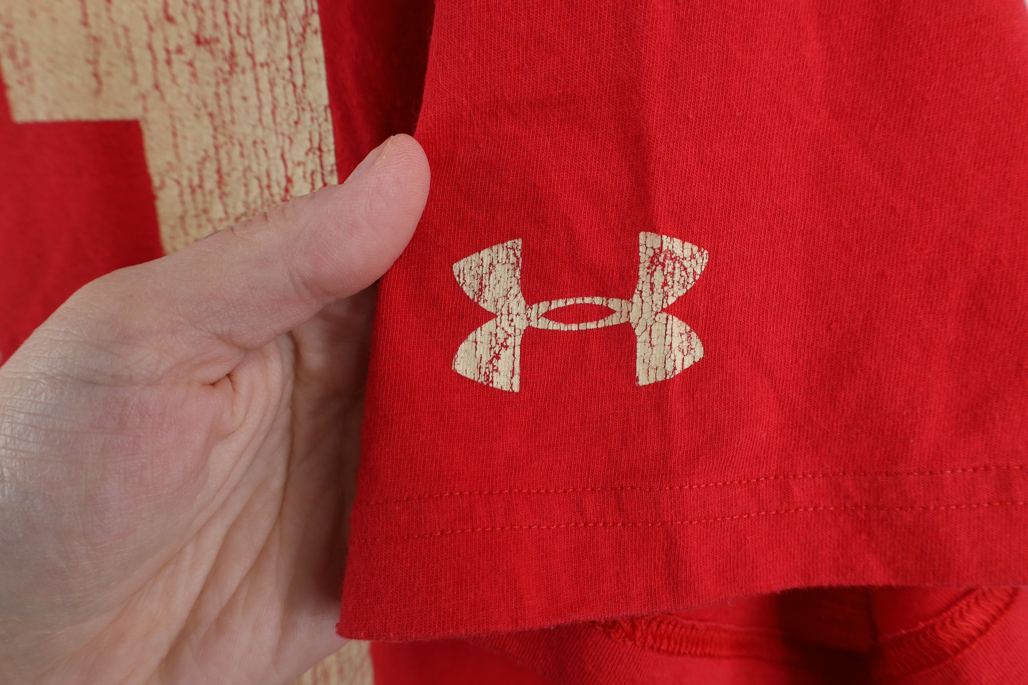 Under Armour × Vintage Under Armour Spell Out Welsh Rugby Union T-Shirt Red Size US L / EU 52-54 / 3 - 4 Thumbnail