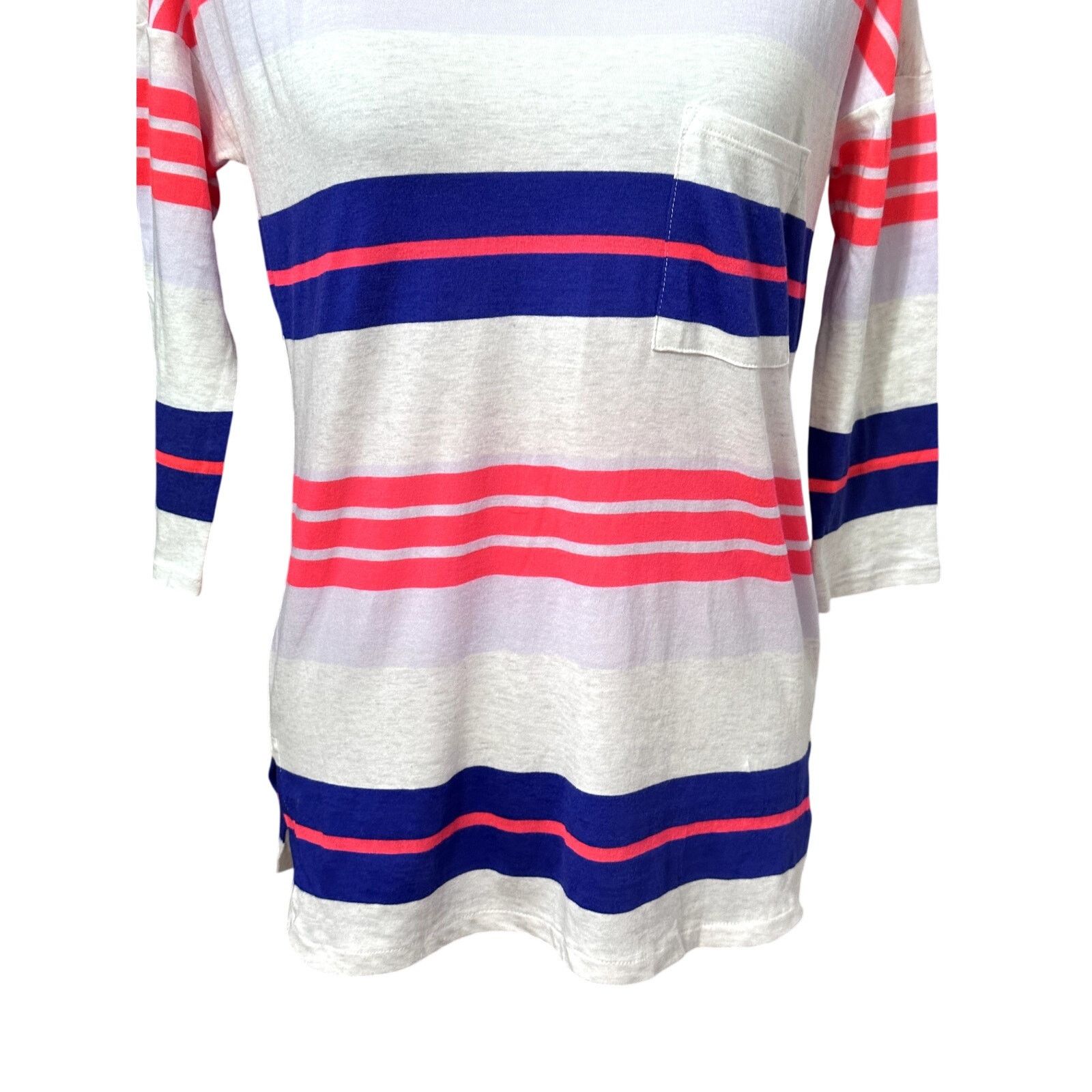 Gap Gap T-Shirt Stripe 3/4 Sleeves Round Hem Multicolor PXS Size XS / US 0-2 / IT 36-38 - 3 Thumbnail