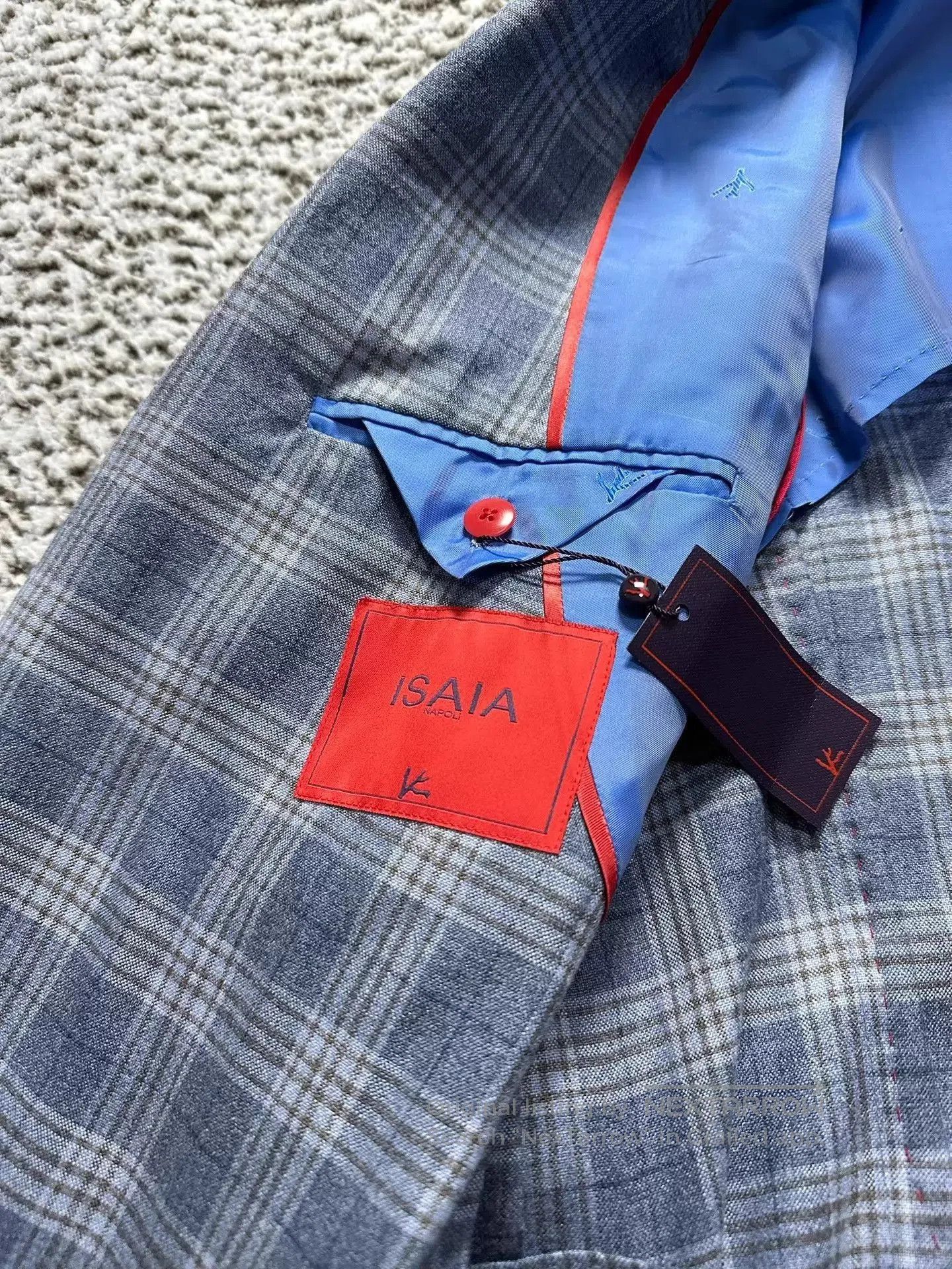 Isaia Blue Plaid Light Jacket - Size L. Size US L / EU 52-54 / 3 - 5 Thumbnail