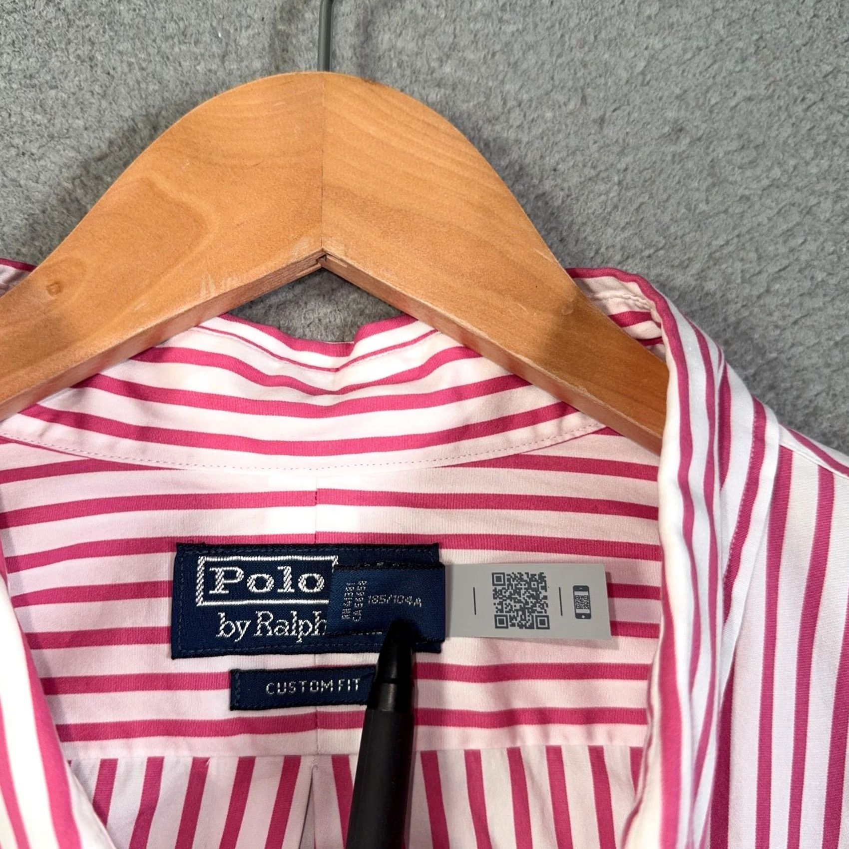Polo Ralph Lauren Polo Ralph Lauren Poplin Shirt Men XL Pink White Stripe Custom Fit Shirt Long Sleeve Button-Up Collared Crafted with Cotton, Preppy Theme Mens Size US XL / EU 56 / 4 - 5 Thumbnail