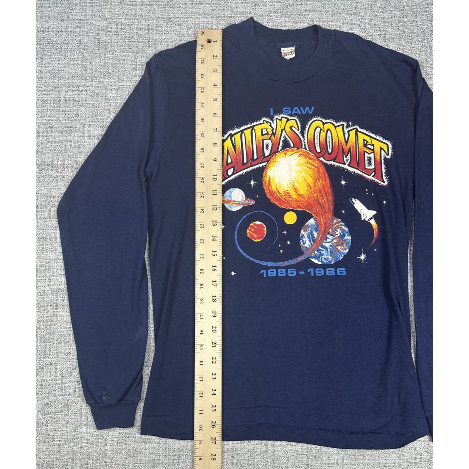 The Unbranded Brand Halley's Comet Shirt Sz Small Space Graphic Long Sleeve 80s Size US S / EU 44-46 / 1 - 2 Thumbnail
