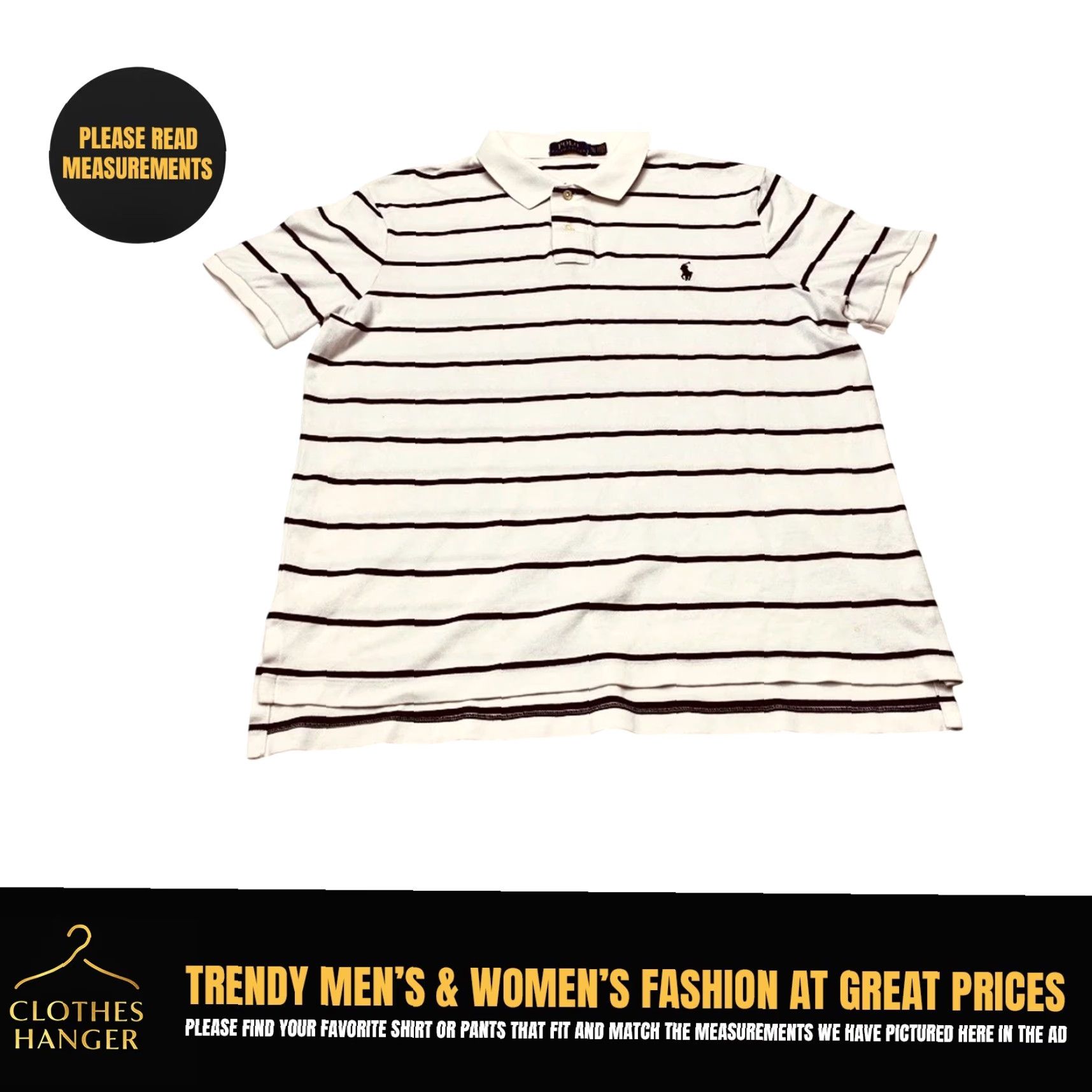 Polo Ralph Lauren Polo Ralph Lauren Performance Polo Shirt White Black Striped Mens Size XL 8552 Size US XL / EU 56 / 4 - 2 Thumbnail