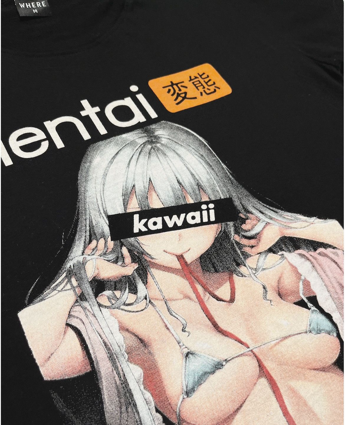 Anime Vintage Black T-Shirt Tee Print Anime Hentai Sexy Size US M / EU 48-50 / 2 - 3 Thumbnail