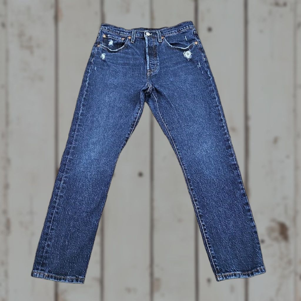 Levi's Levi's 501 Jeans Womens 30 Skinny High Stretch Button Fly Distressed Denim 27x27 Blue Size 30 Adult Womens Jeans Skinny Stretch Distressed Size 30" / US 8 / IT 44 - 1 Thumbnail