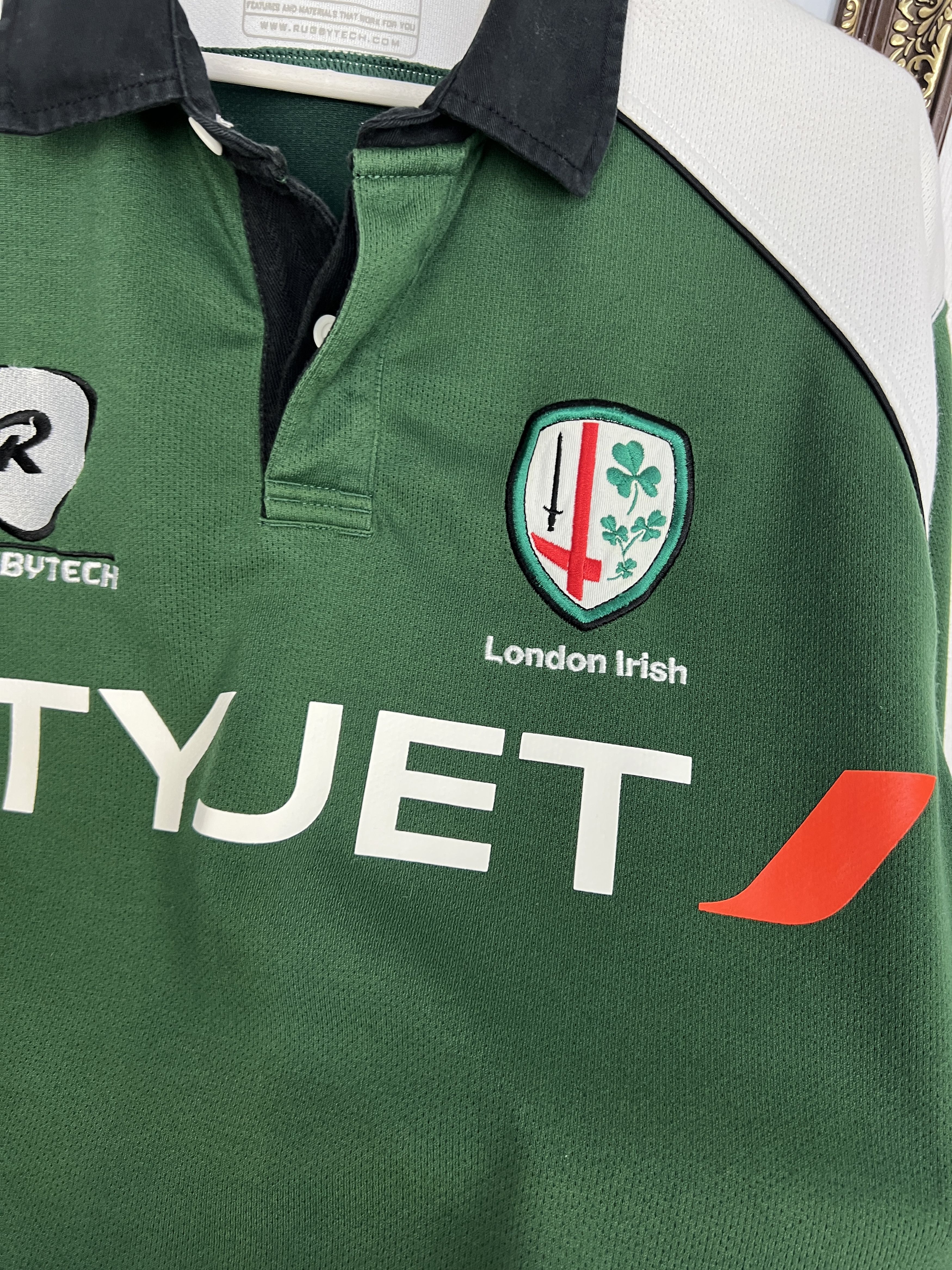 Vintage London Irish Cityjet Rugby Union Green Jersey Mens Size US XXL / EU 58 / 5 - 4 Thumbnail